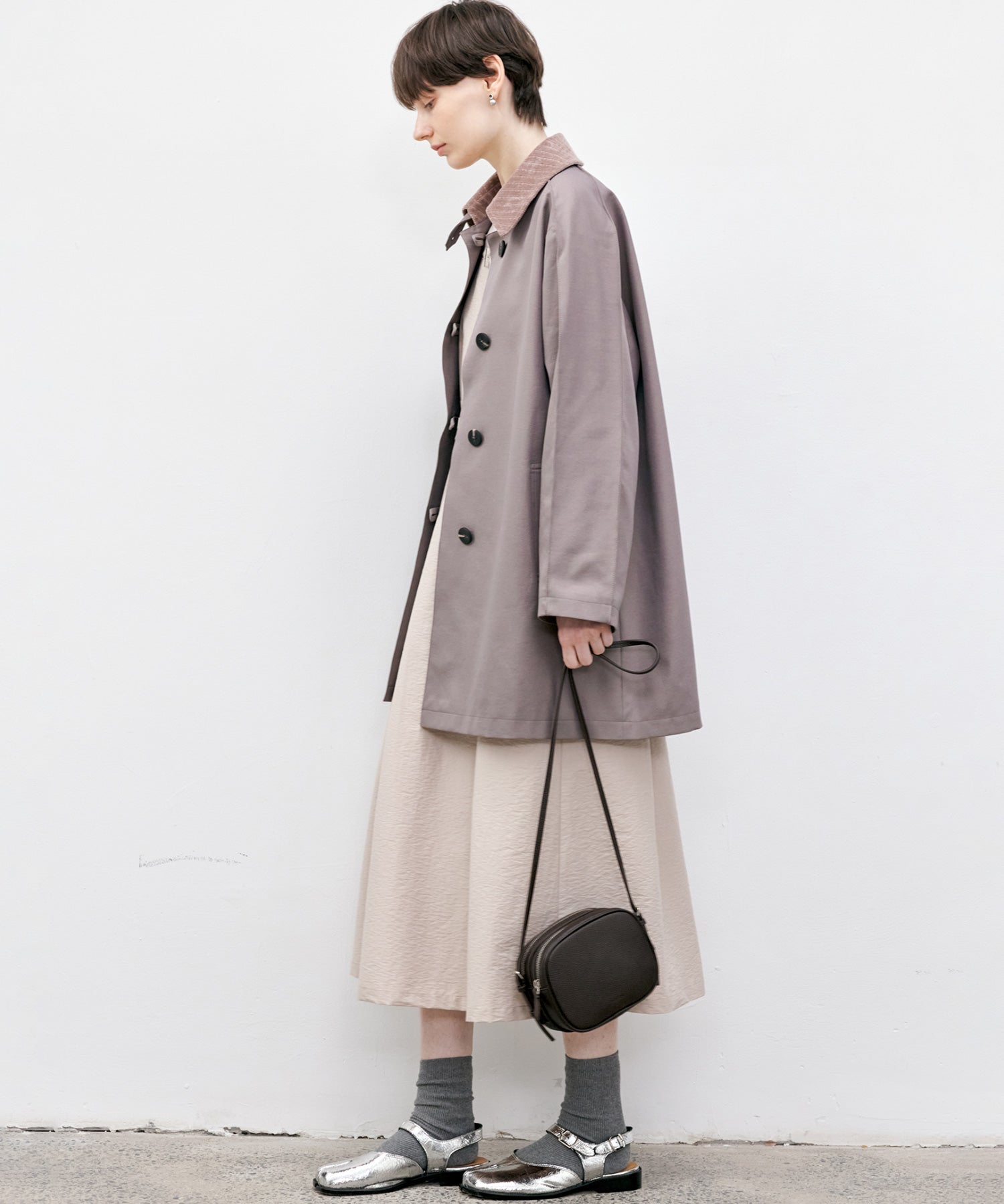 Oversized Corduroy Color-Block Long Coat