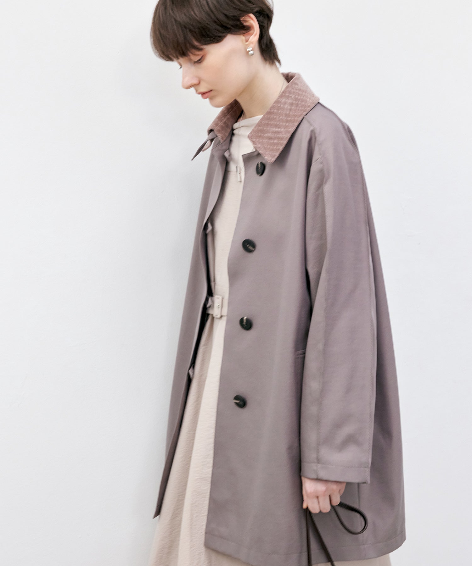 Oversized Corduroy Color-Block Long Coat
