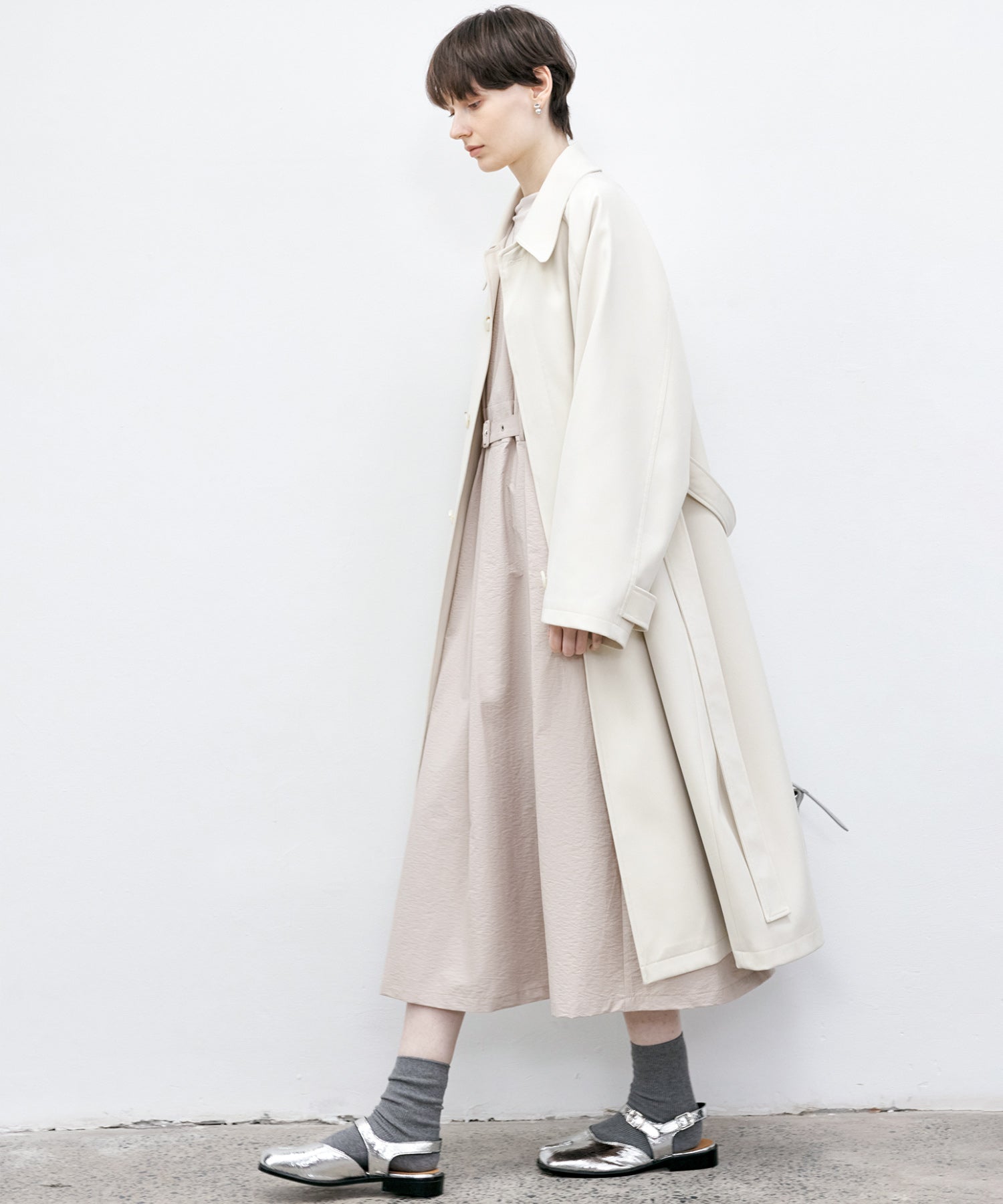 Clean-Cut Longline Coat with Belt – Easy Care Design