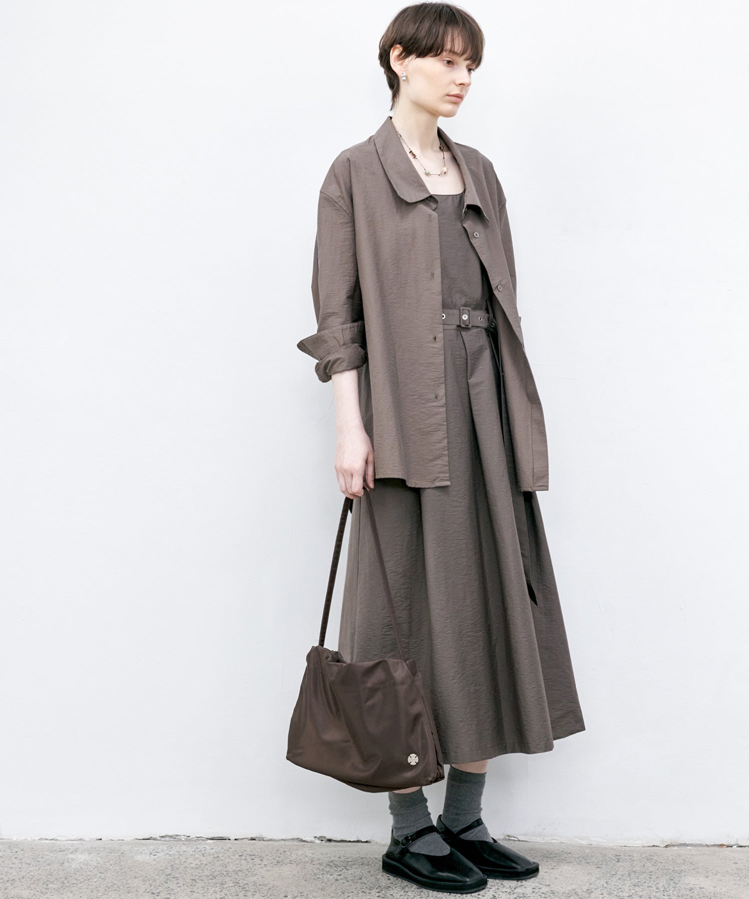 Big Collar Piping Stitch Oversized Shirt