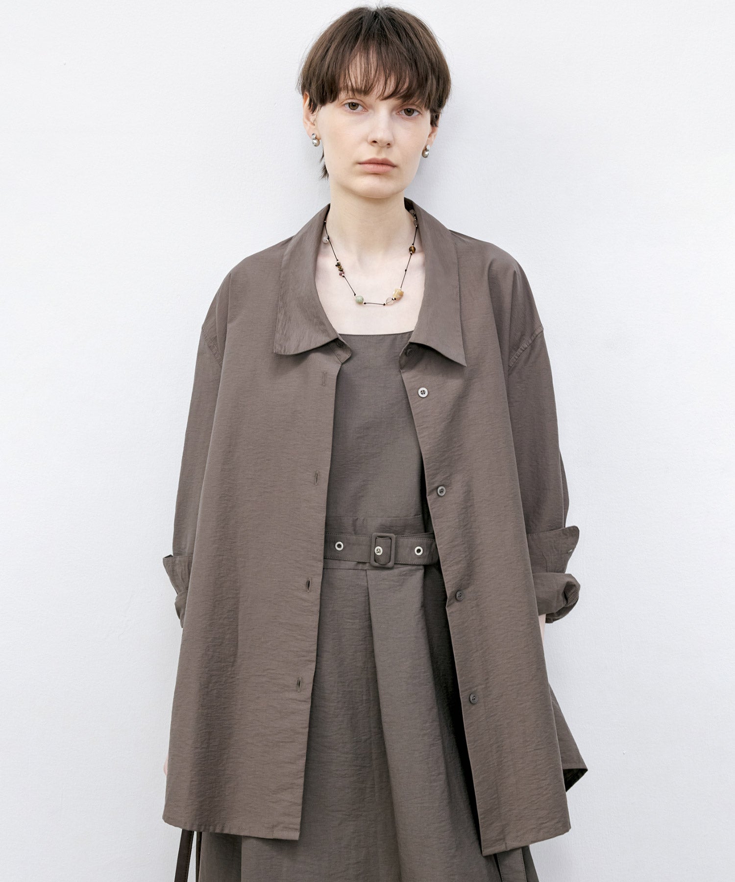 Big Collar Piping Stitch Oversized Shirt