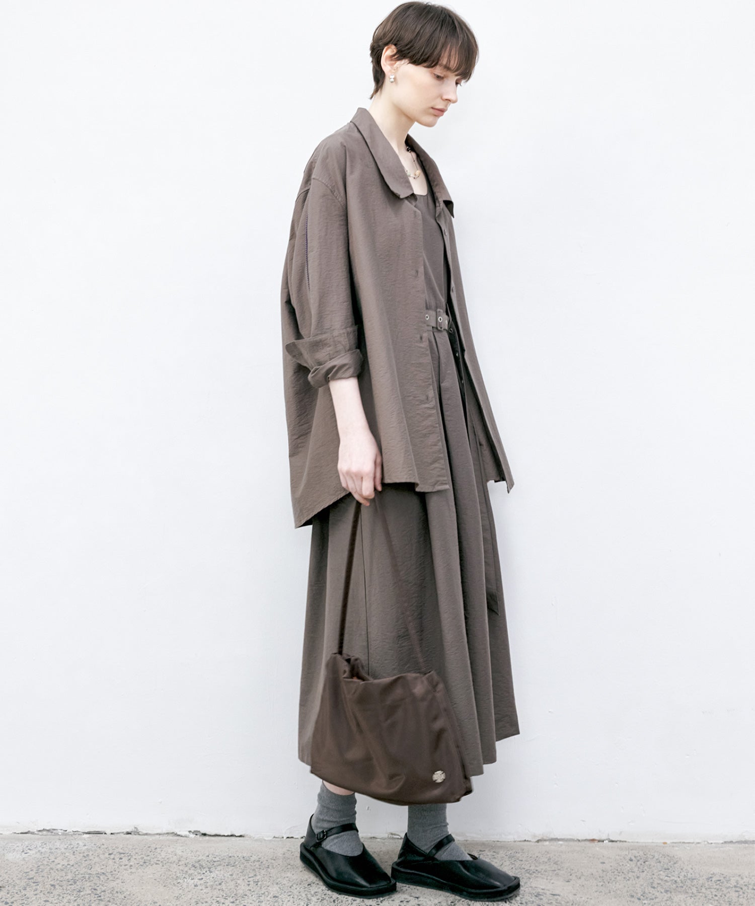 Big Collar Piping Stitch Oversized Shirt