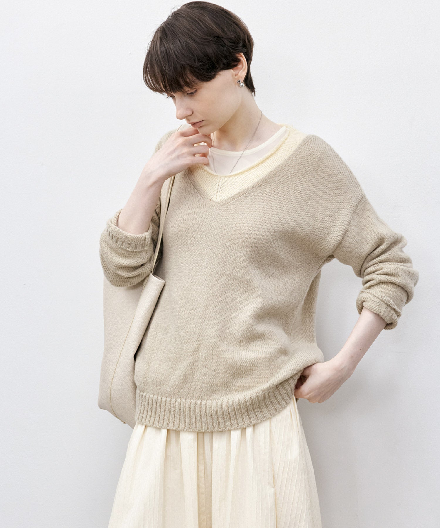 Basic Bi-Color Knit Sweater