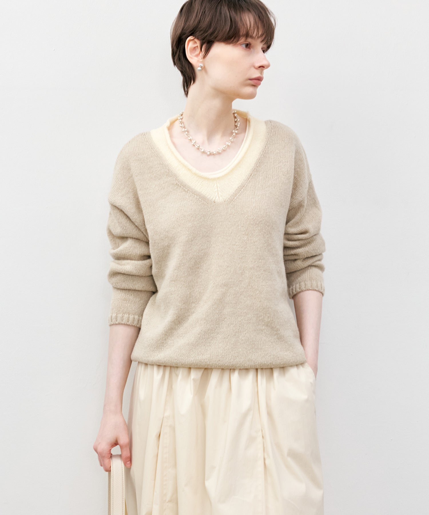 Basic Bi-Color Knit Sweater