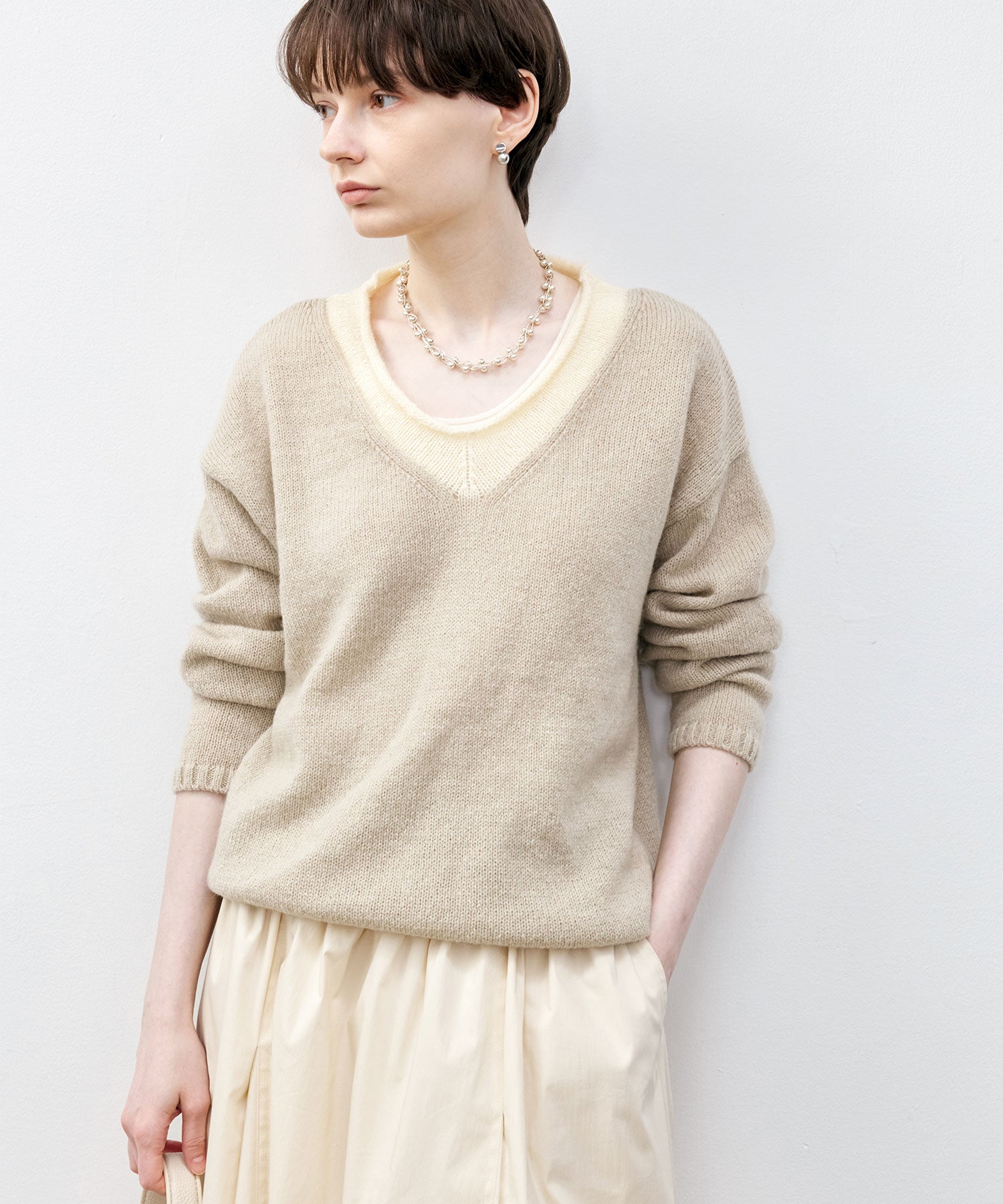 Basic Bi-Color Knit Sweater