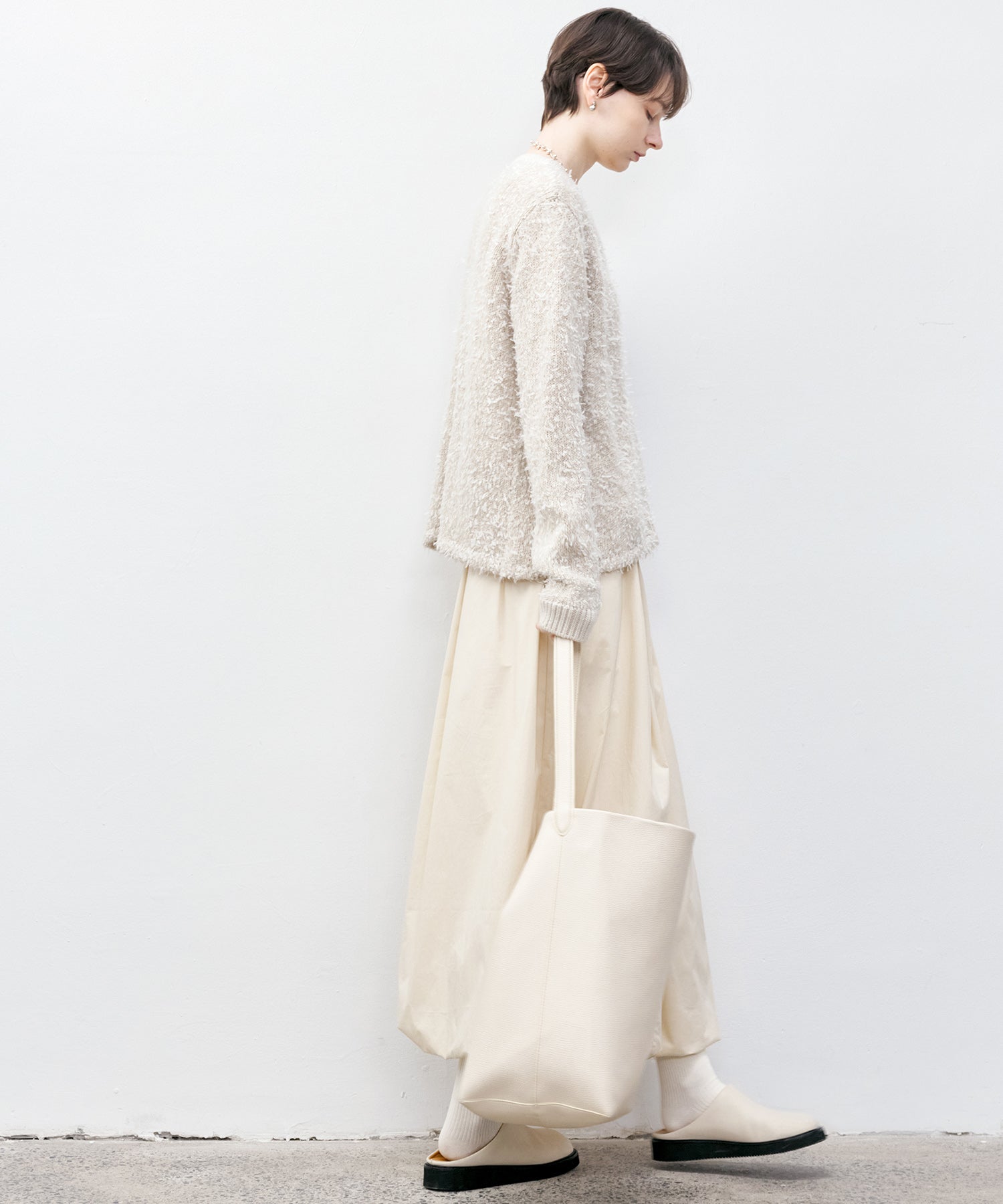 Tweed-Like V-Neck Knit Cardigan