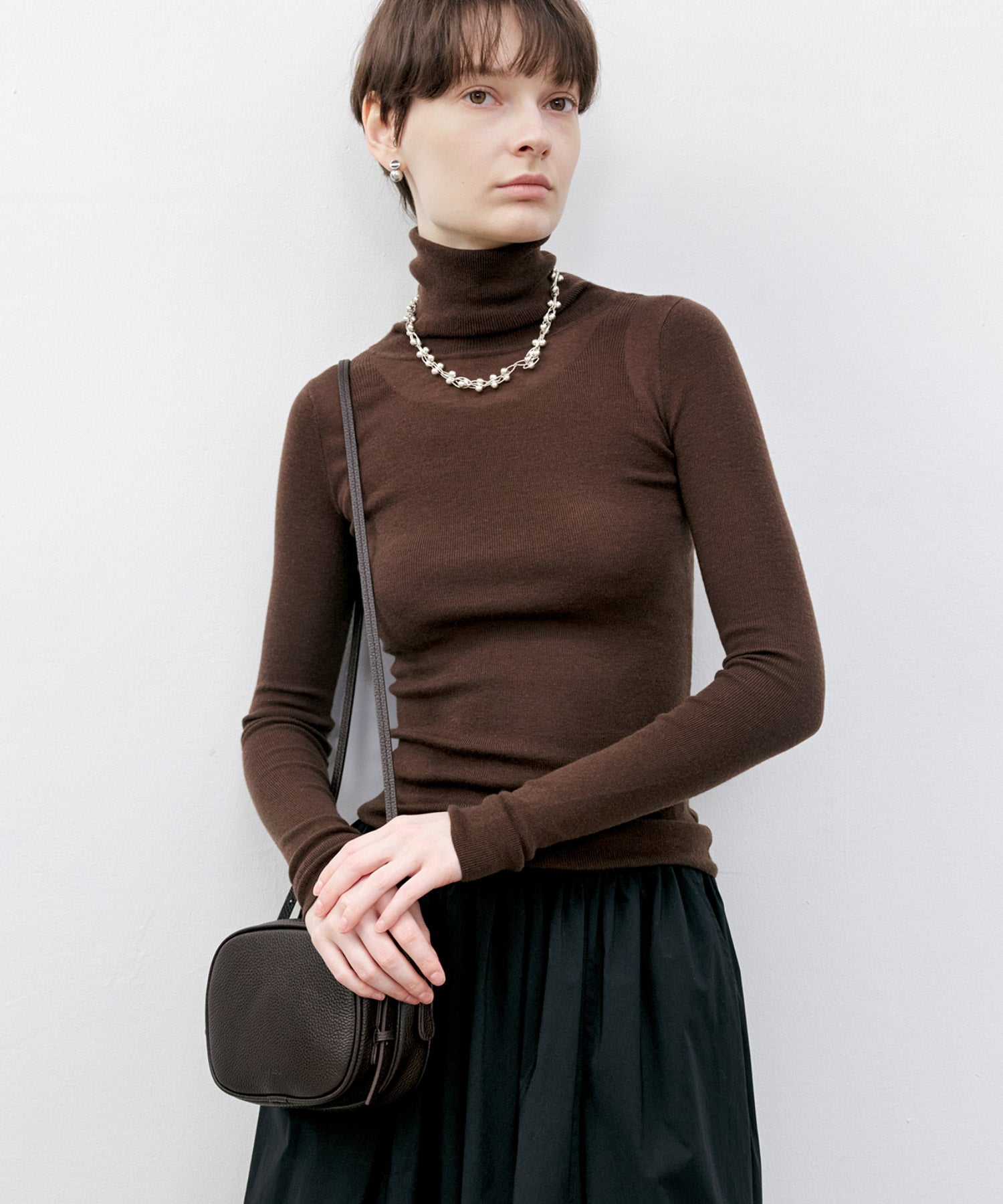 Contrast Panel Turtleneck Top
