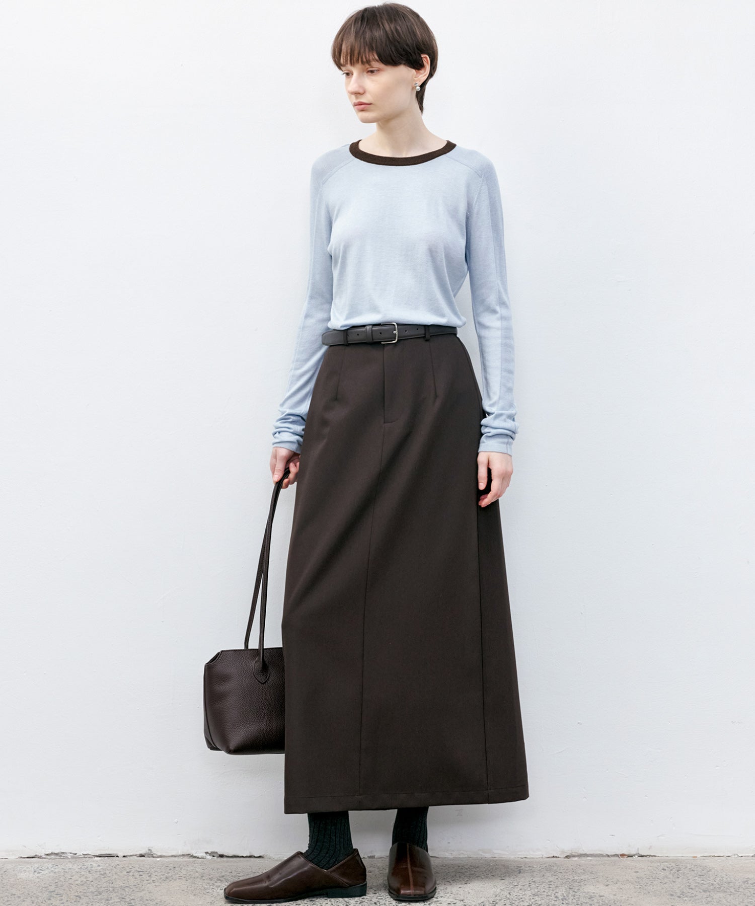 Back-slit maxi skirt