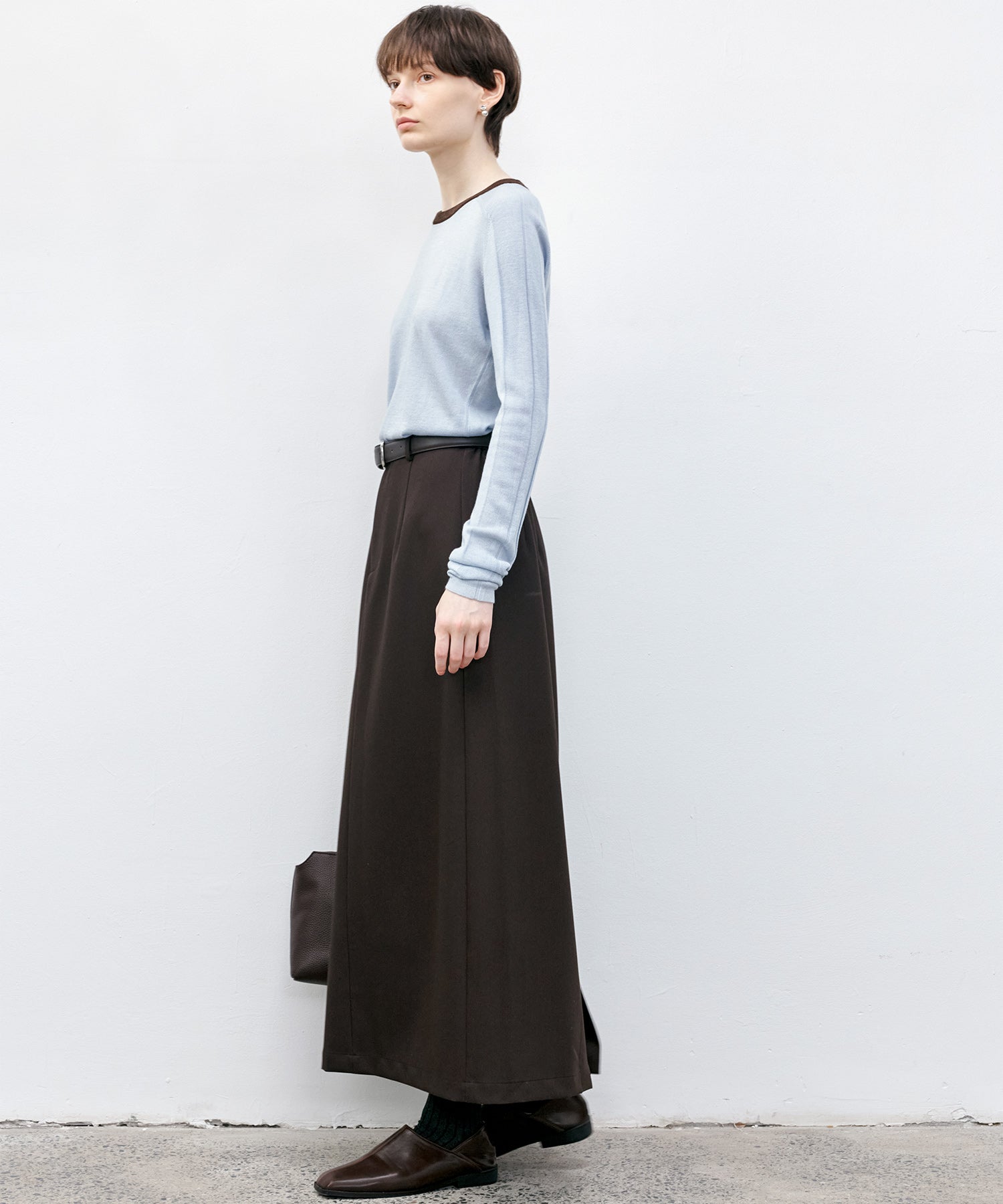 Back-slit maxi skirt