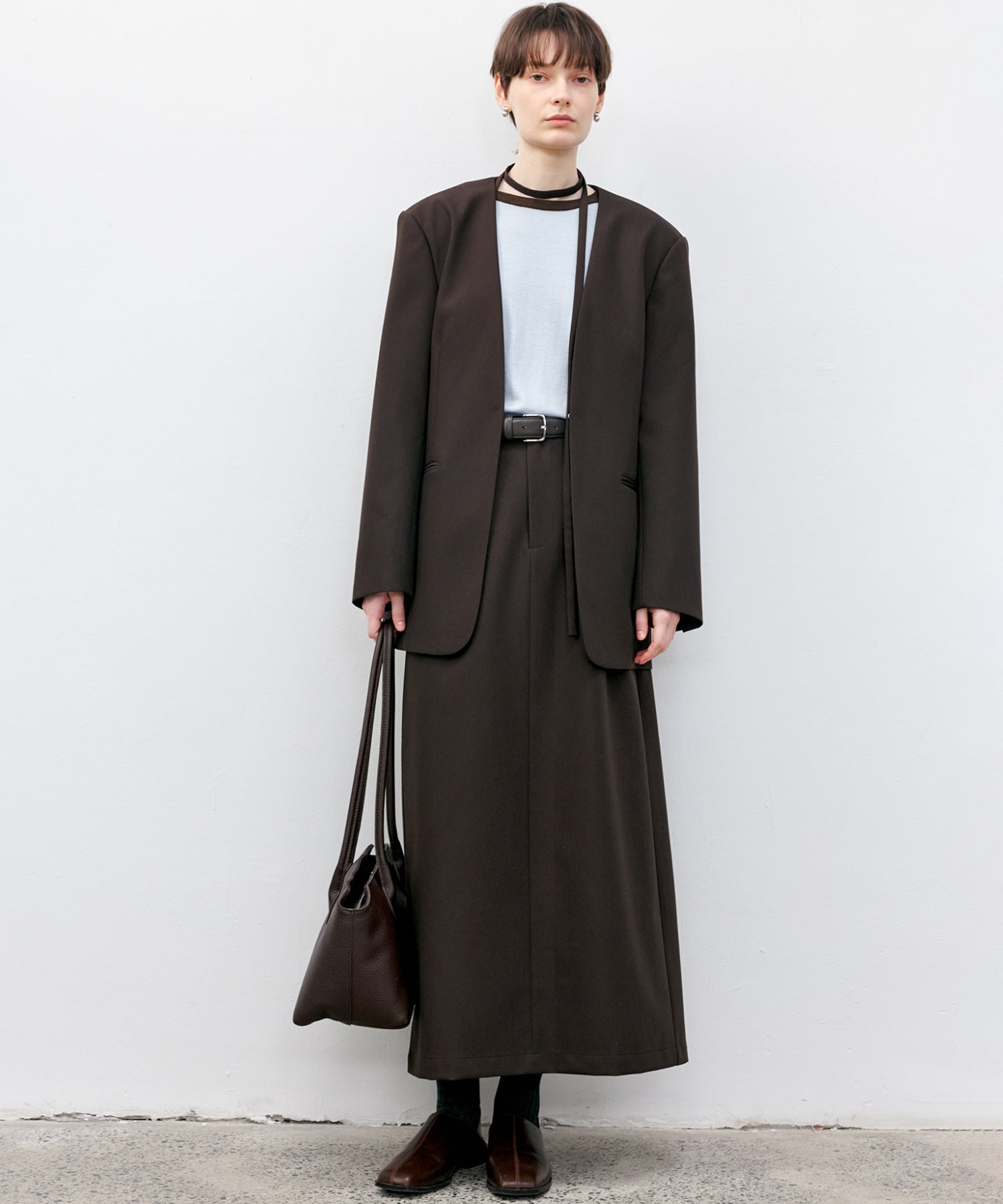 Back-slit maxi skirt