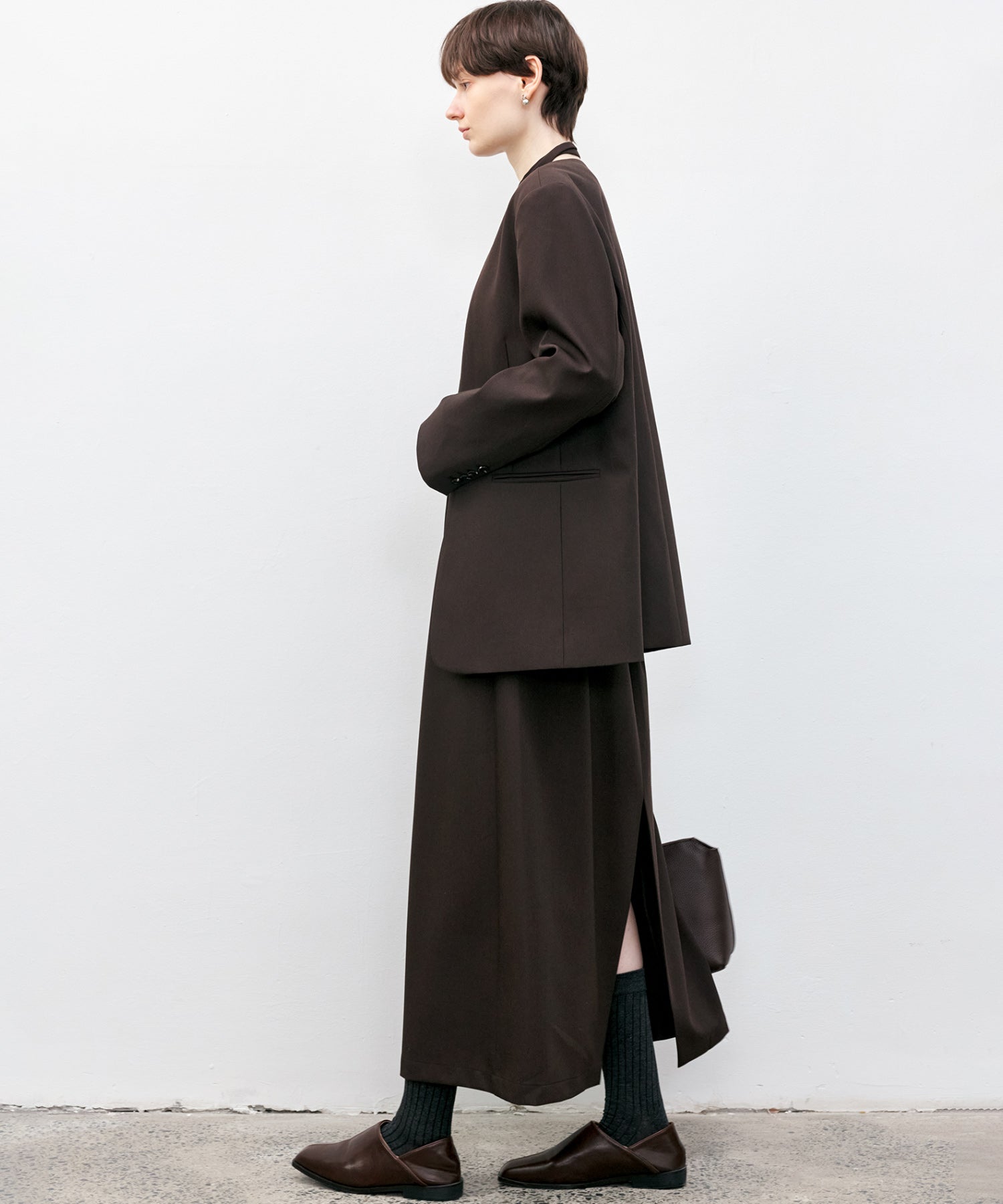 Back-slit maxi skirt