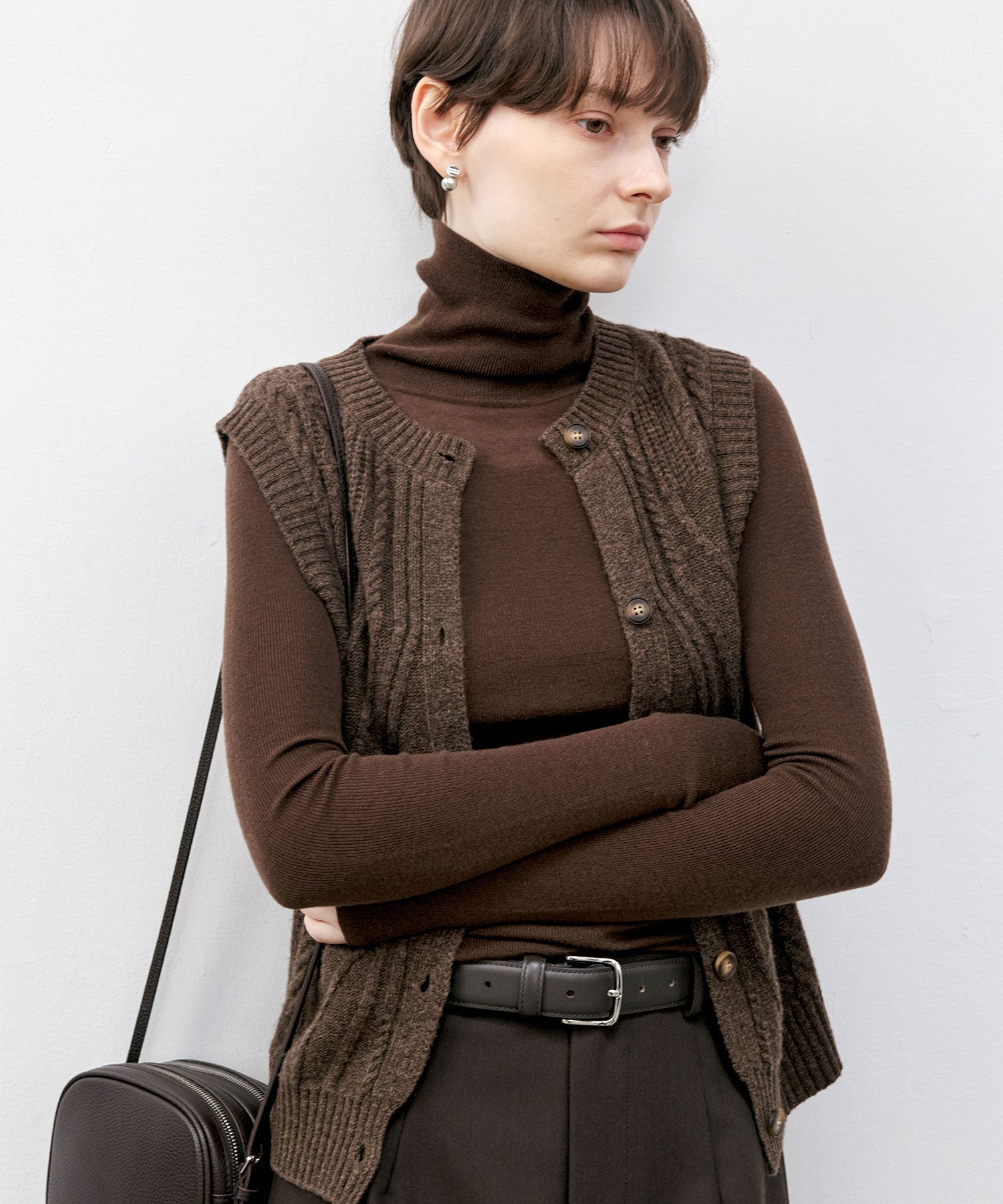 Contrast Panel Turtleneck Top