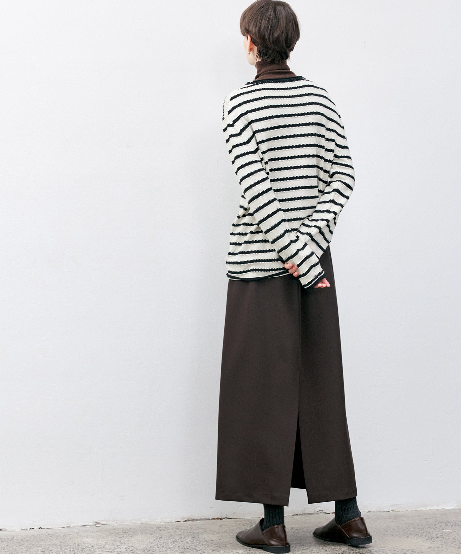 Textured Stripe Panel Knit Sweater