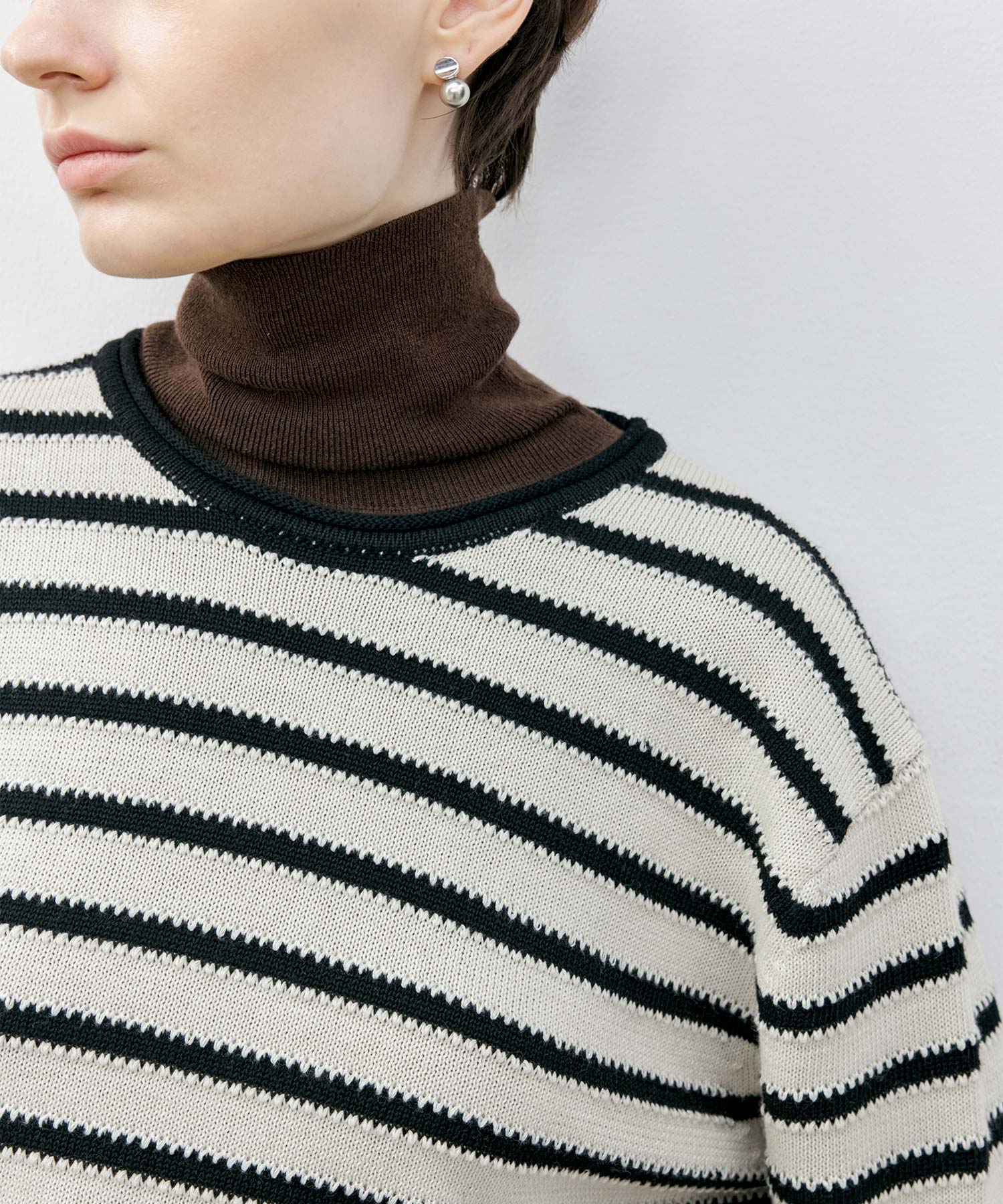 Textured Stripe Panel Knit Sweater