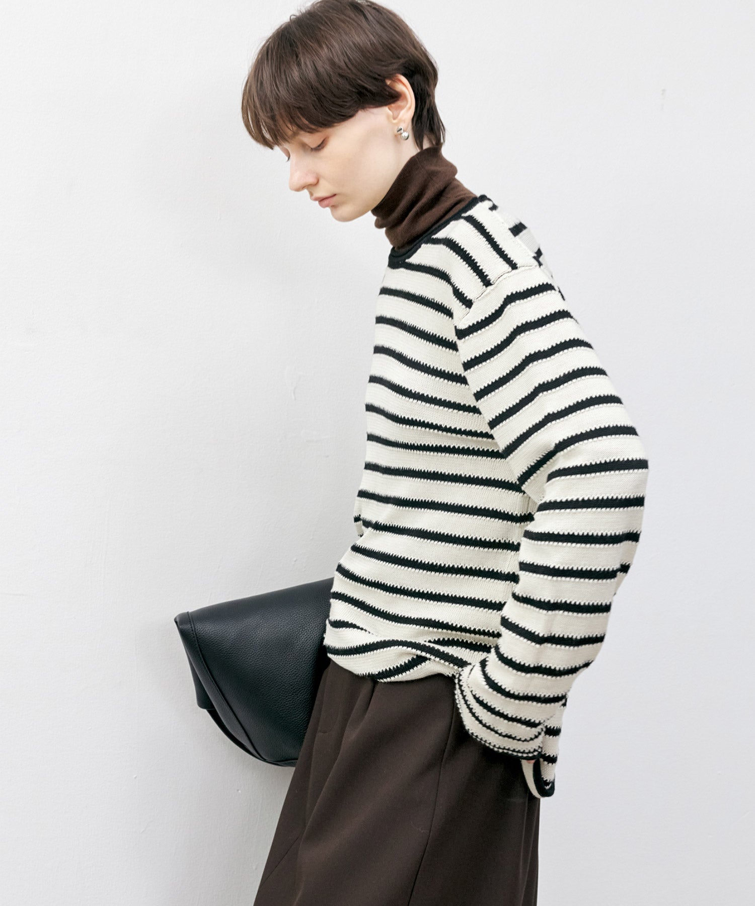 Textured Stripe Panel Knit Sweater