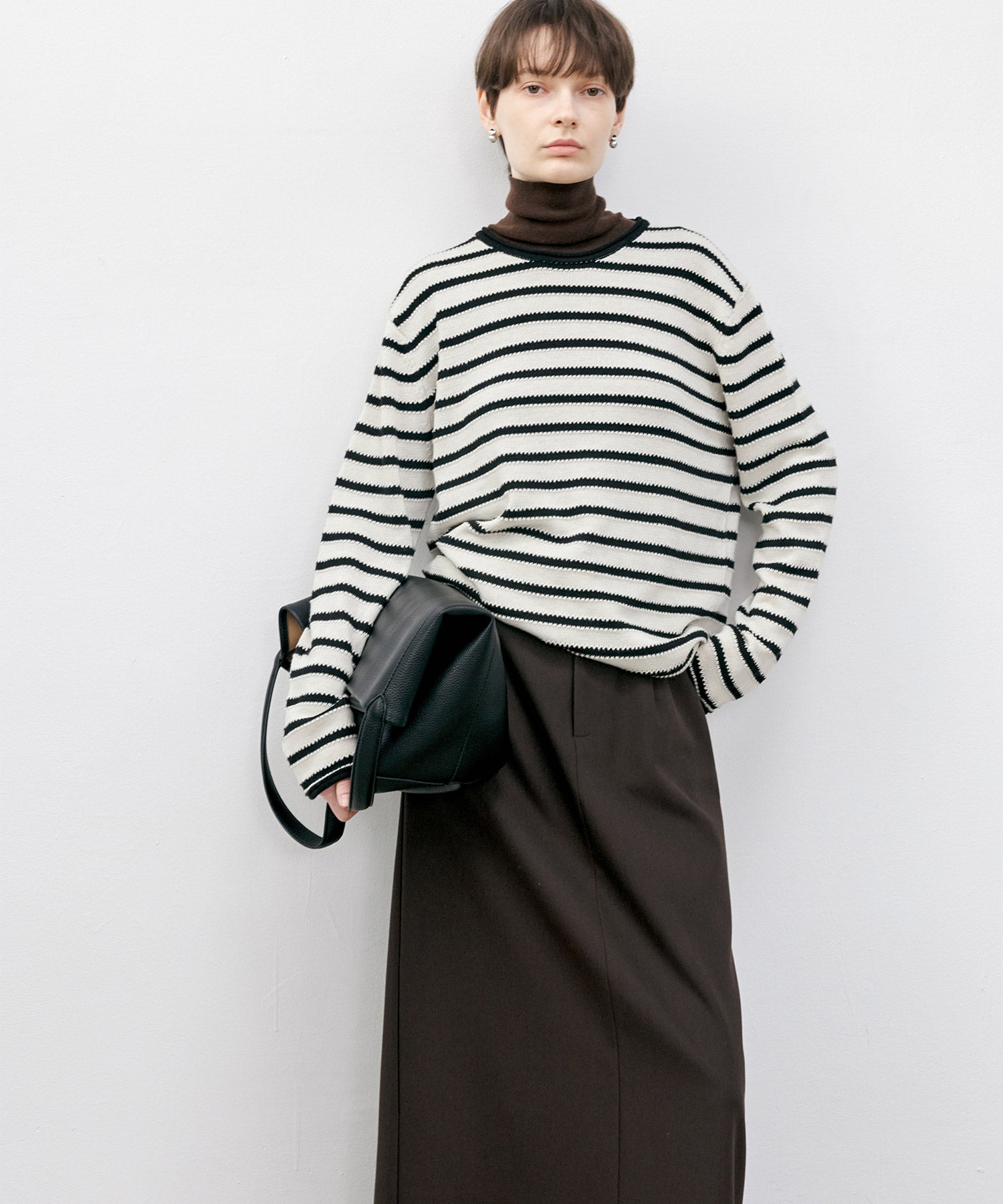 Textured Stripe Panel Knit Sweater