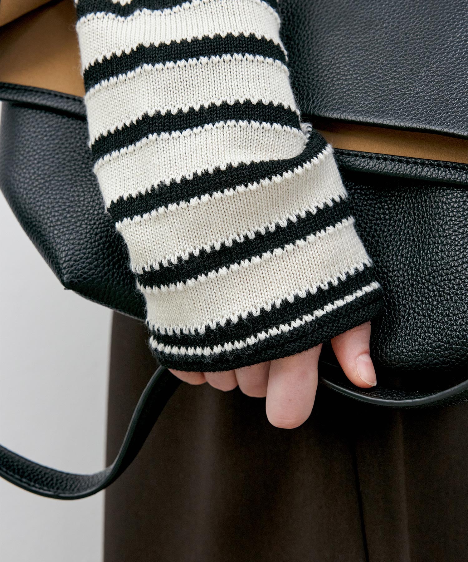 Textured Stripe Panel Knit Sweater