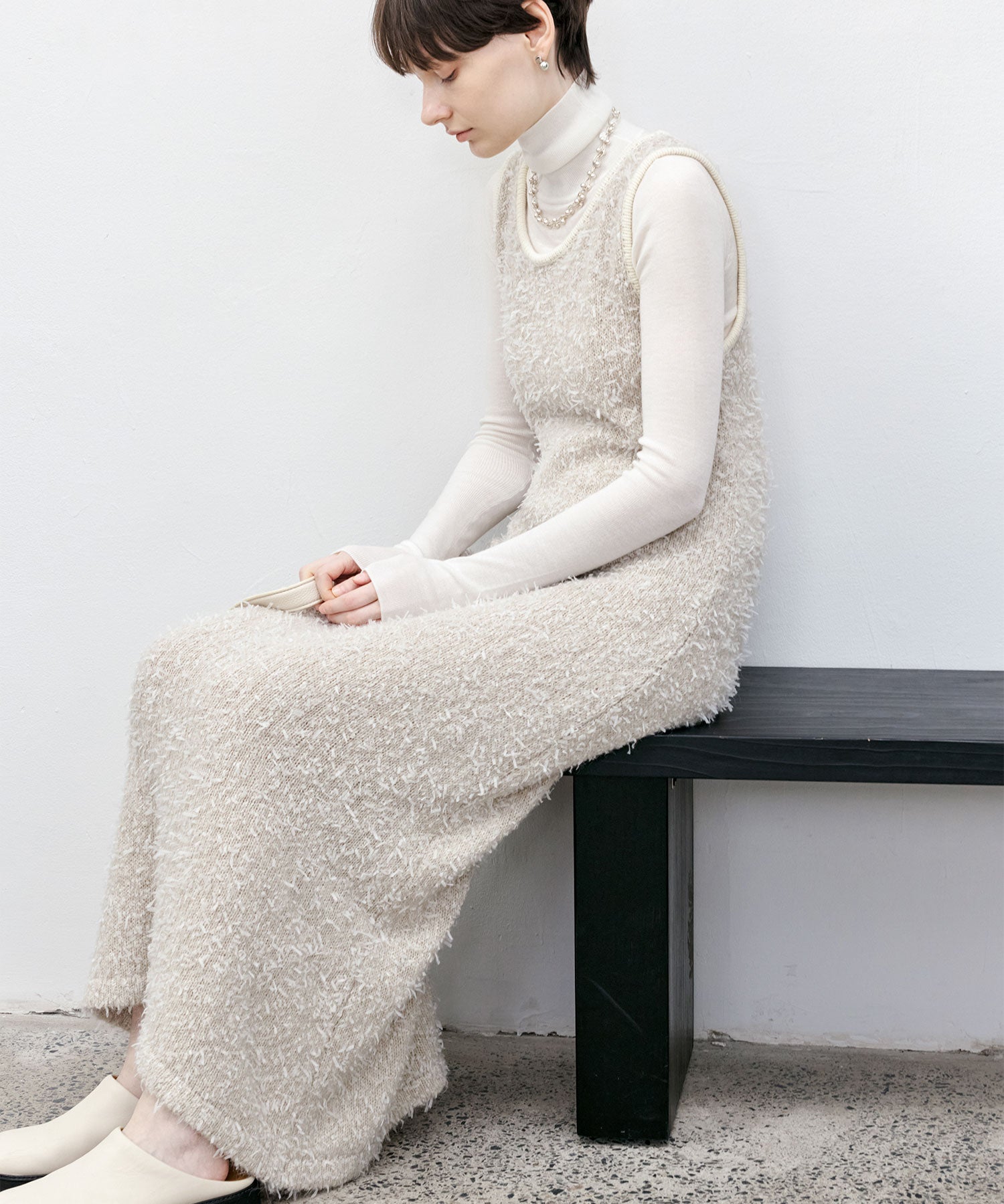 Tweed Round Neck Knit Dress