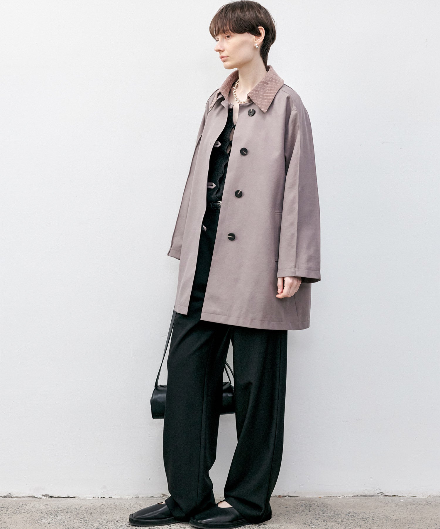 Oversized Corduroy Color-Block Long Coat