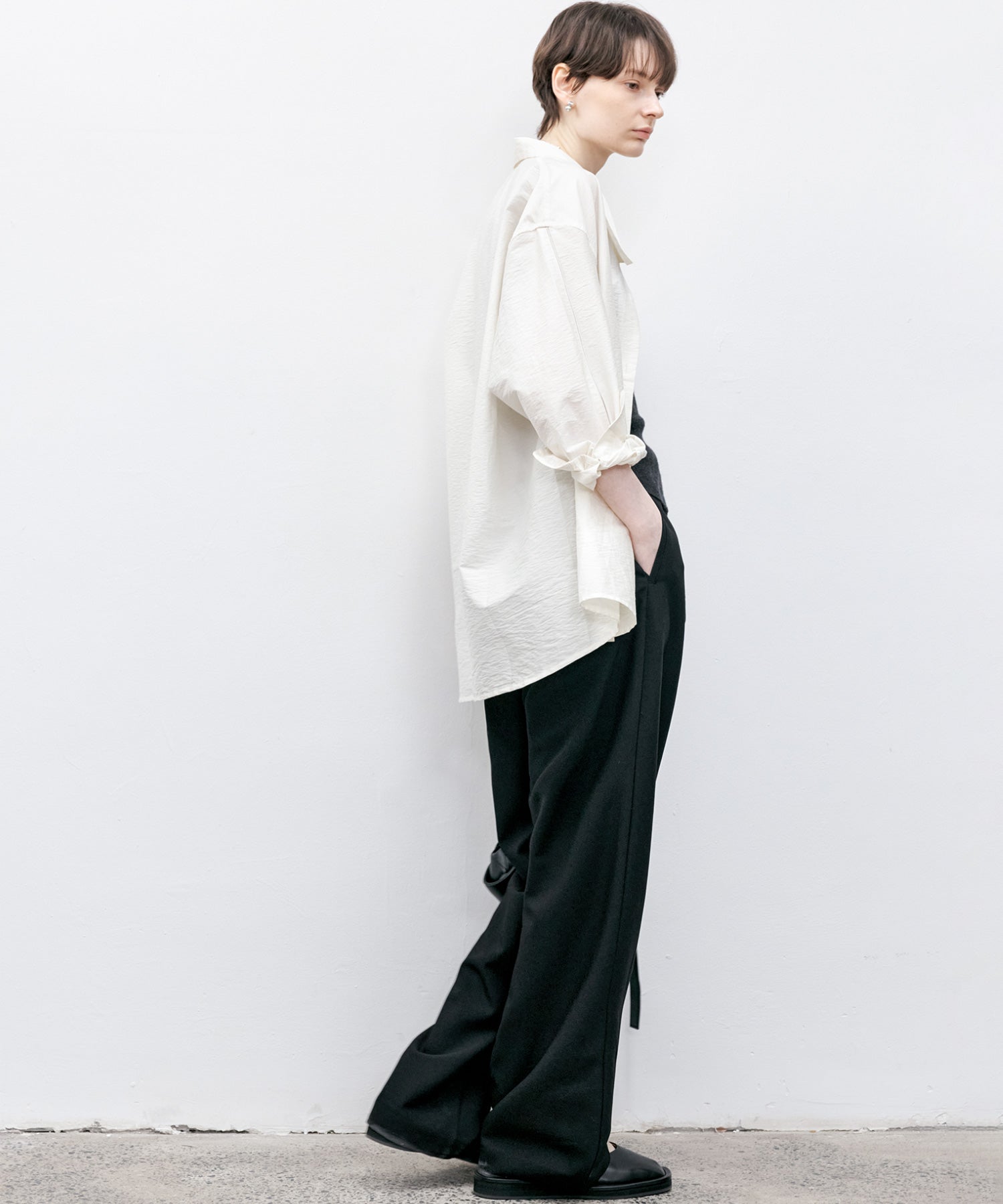 Big Collar Piping Stitch Oversized Shirt