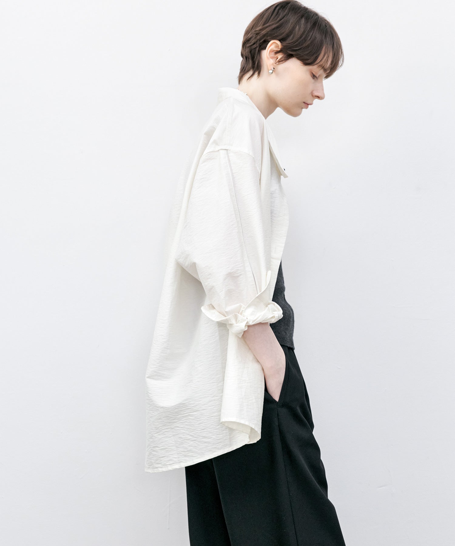 Big Collar Piping Stitch Oversized Shirt