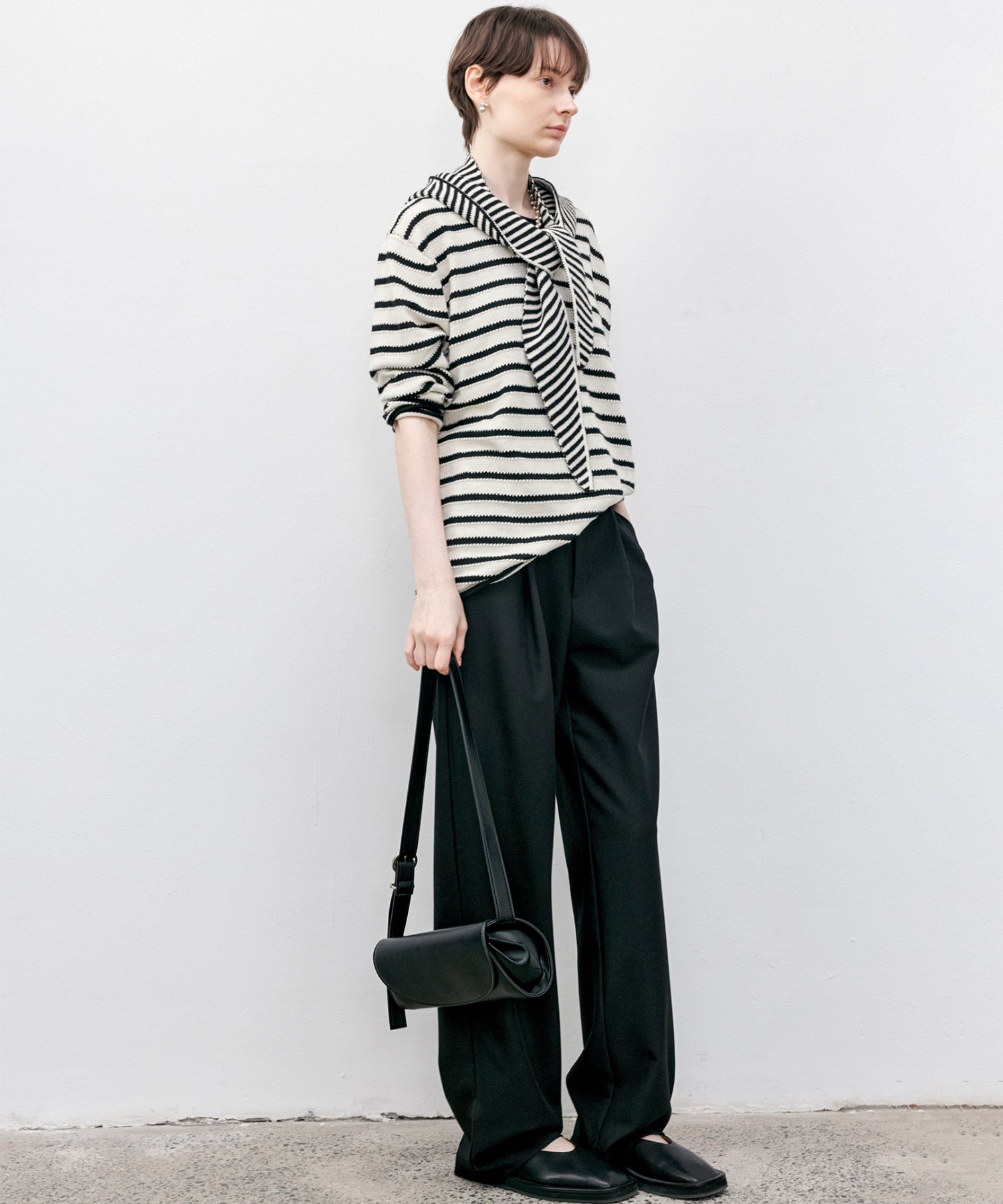 Textured Stripe Panel Knit Sweater