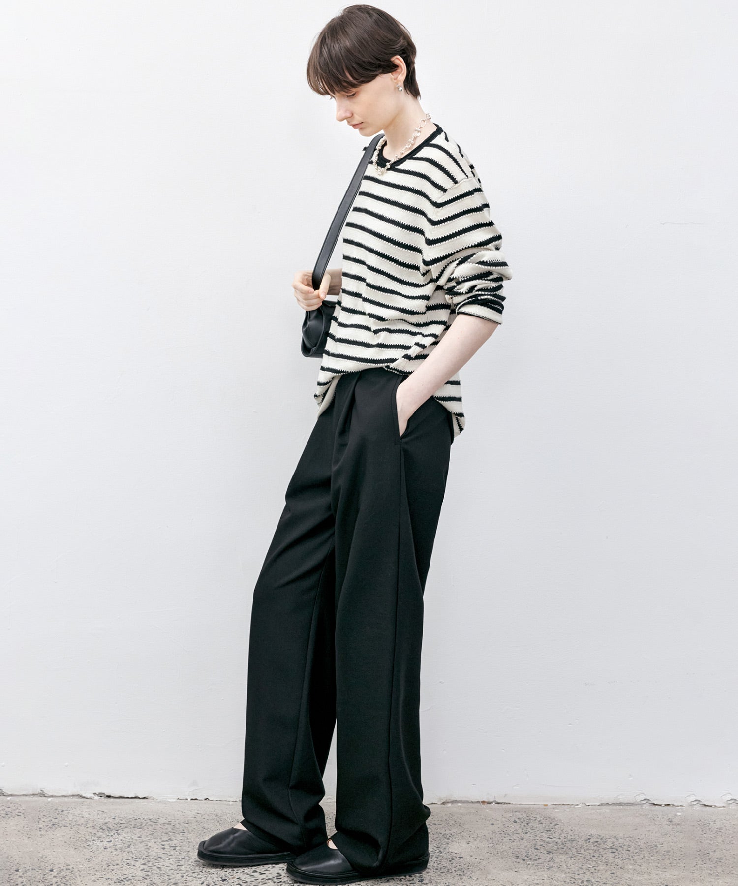 Textured Stripe Panel Knit Sweater