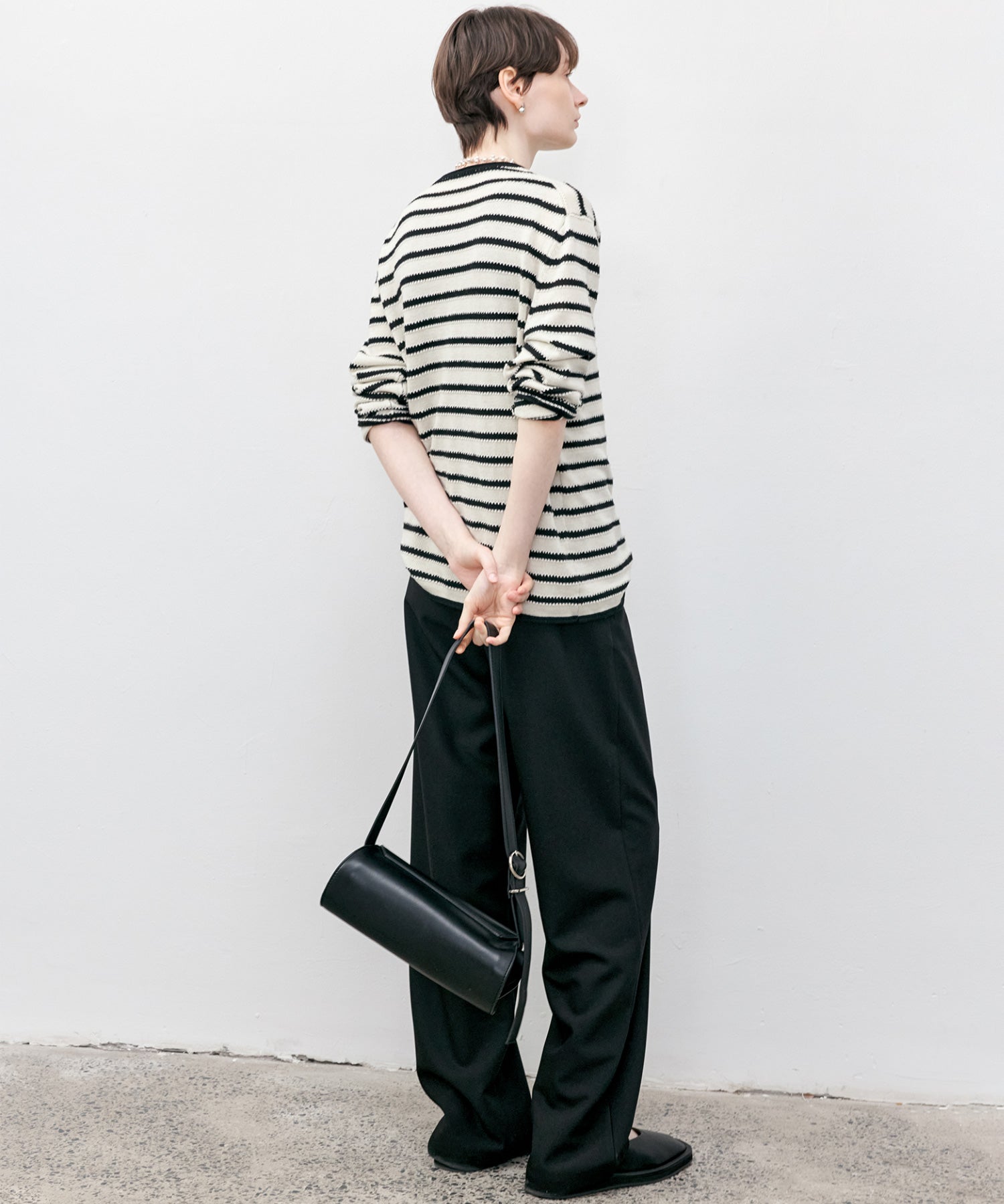 Textured Stripe Panel Knit Sweater