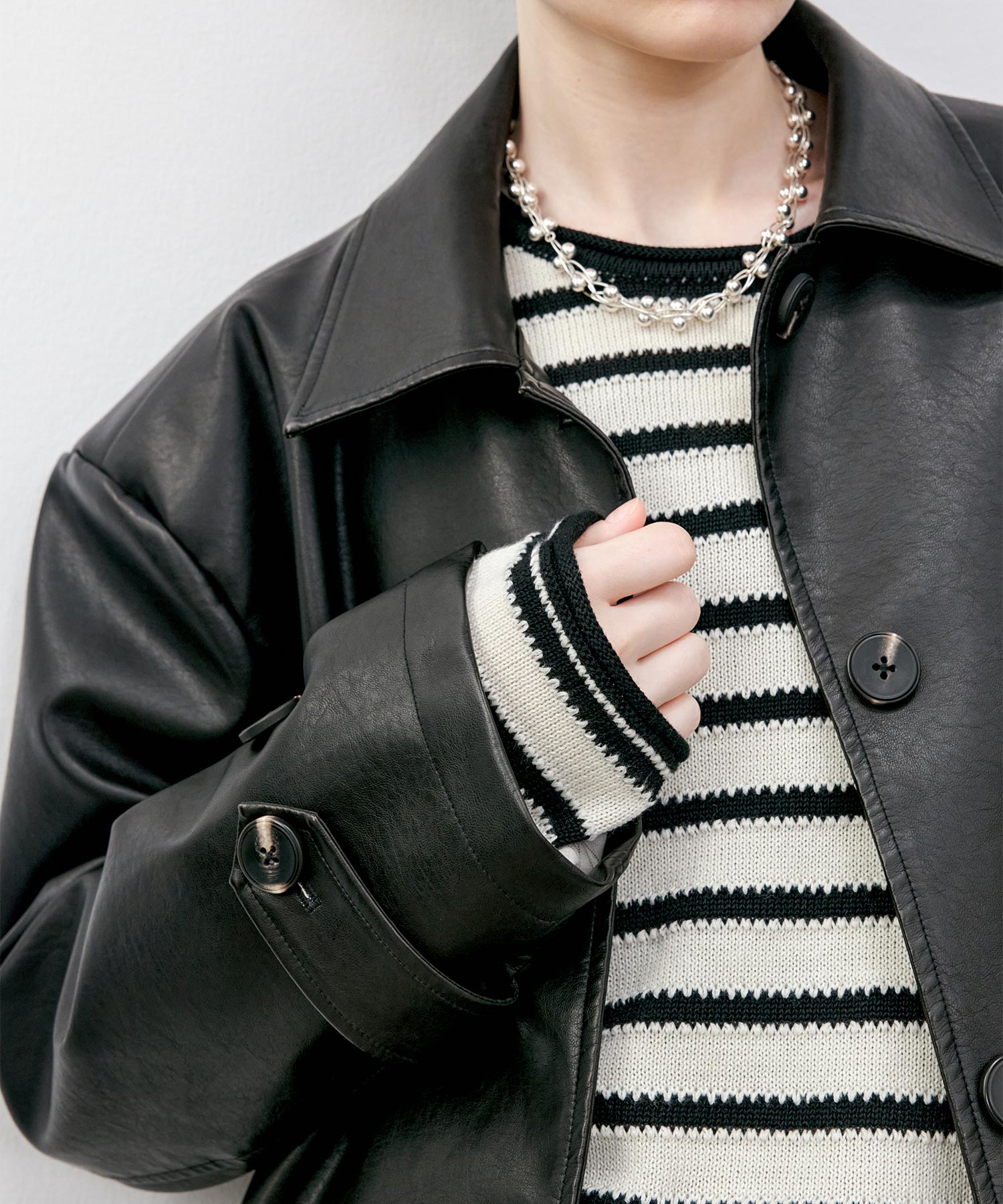Textured Stripe Panel Knit Sweater
