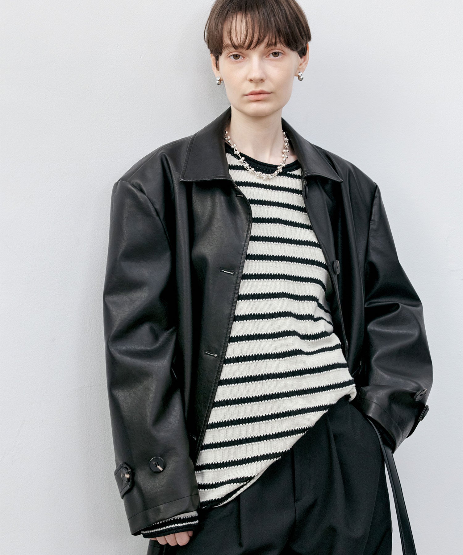 Textured Stripe Panel Knit Sweater