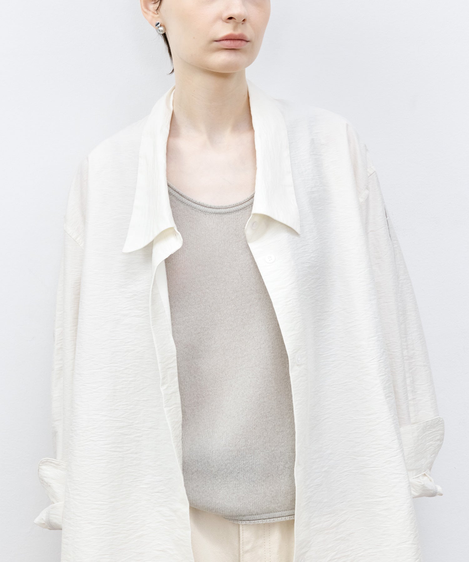 Big Collar Piping Stitch Oversized Shirt