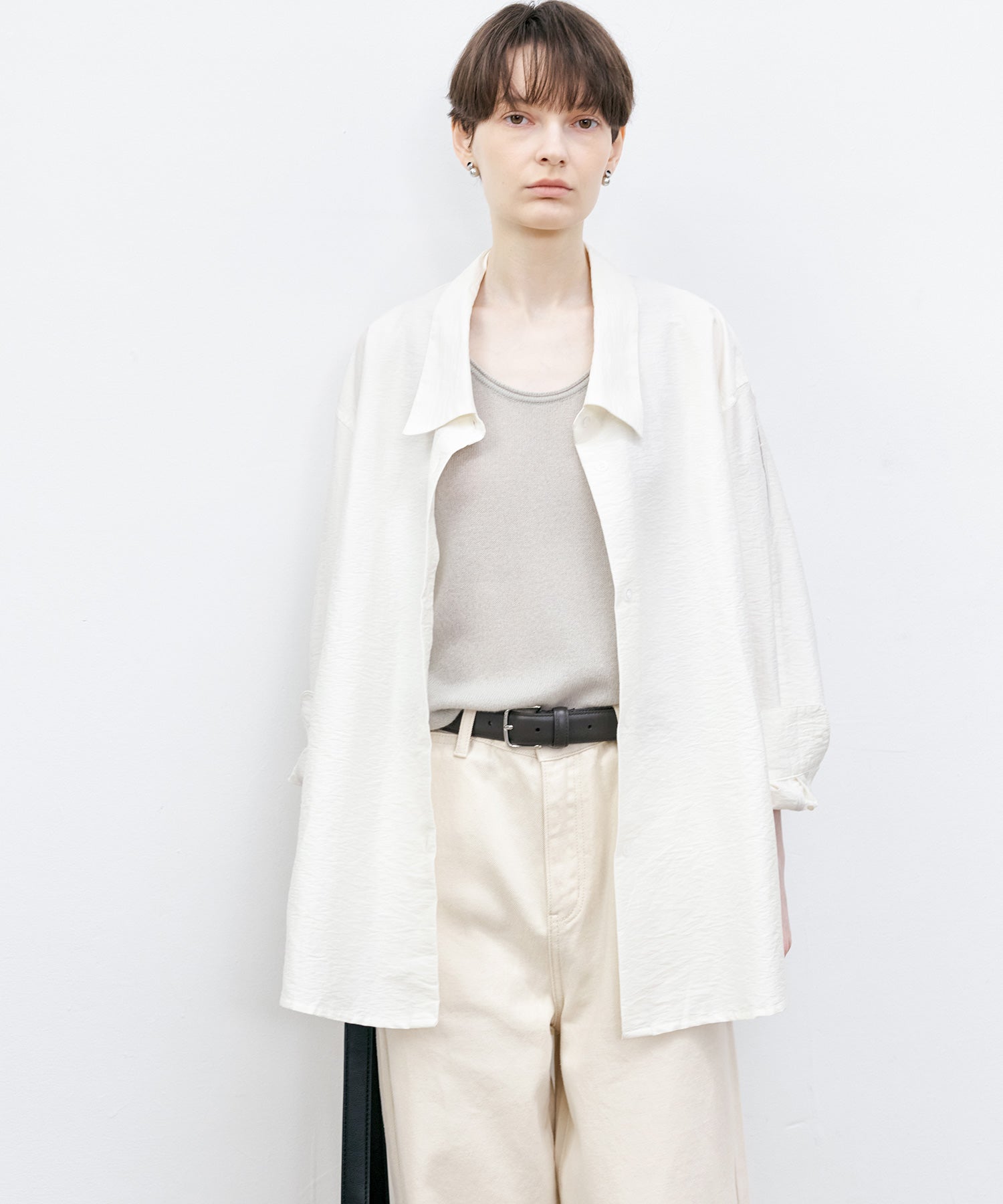 Big Collar Piping Stitch Oversized Shirt