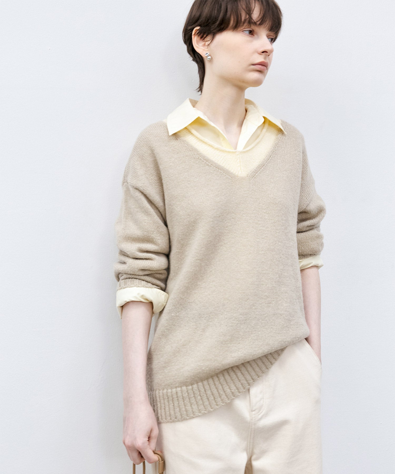 Basic Bi-Color Knit Sweater