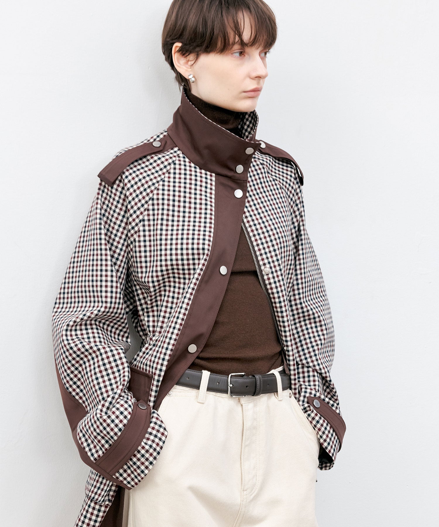 Contrast Panel Turtleneck Top