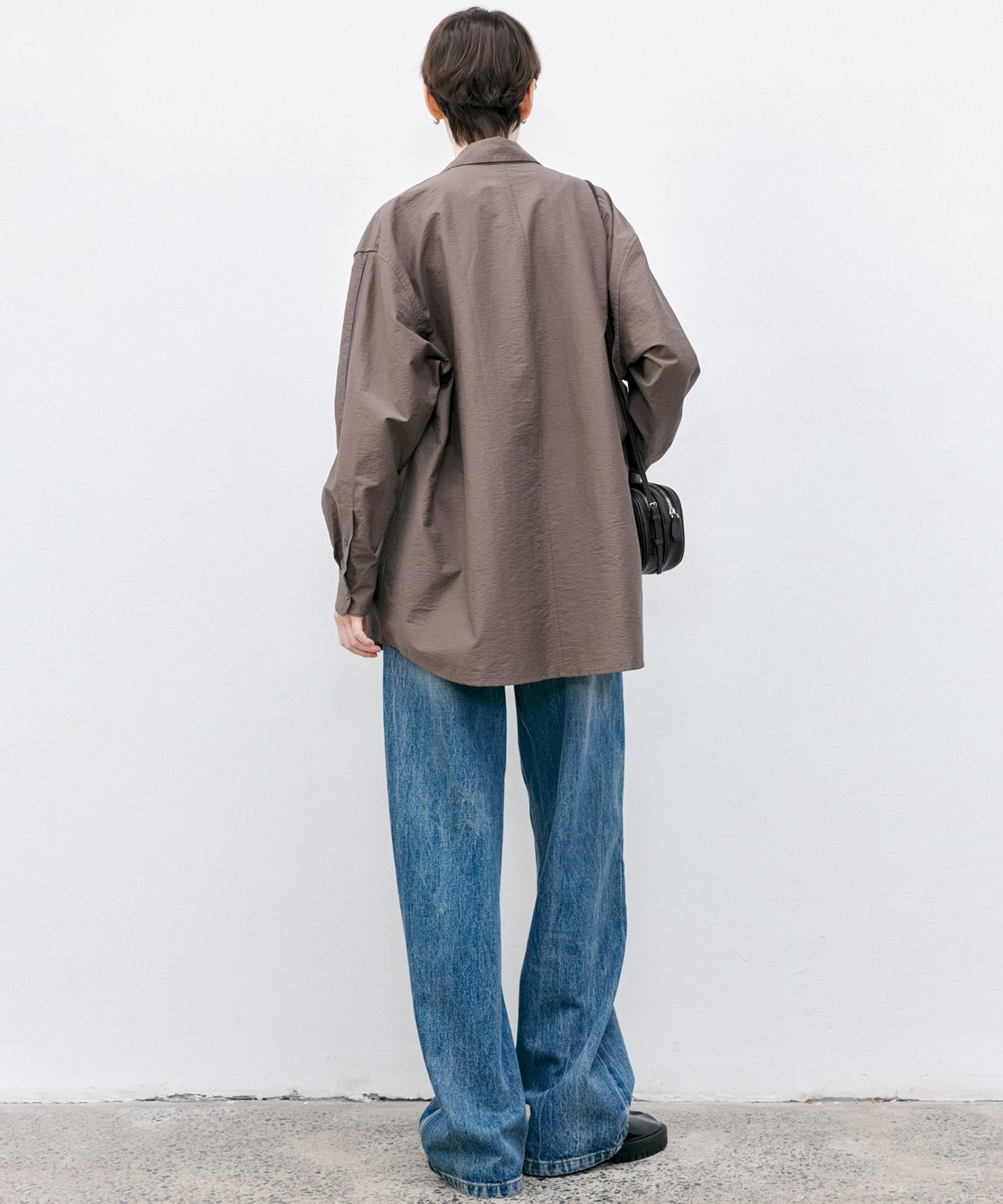 Big Collar Piping Stitch Oversized Shirt