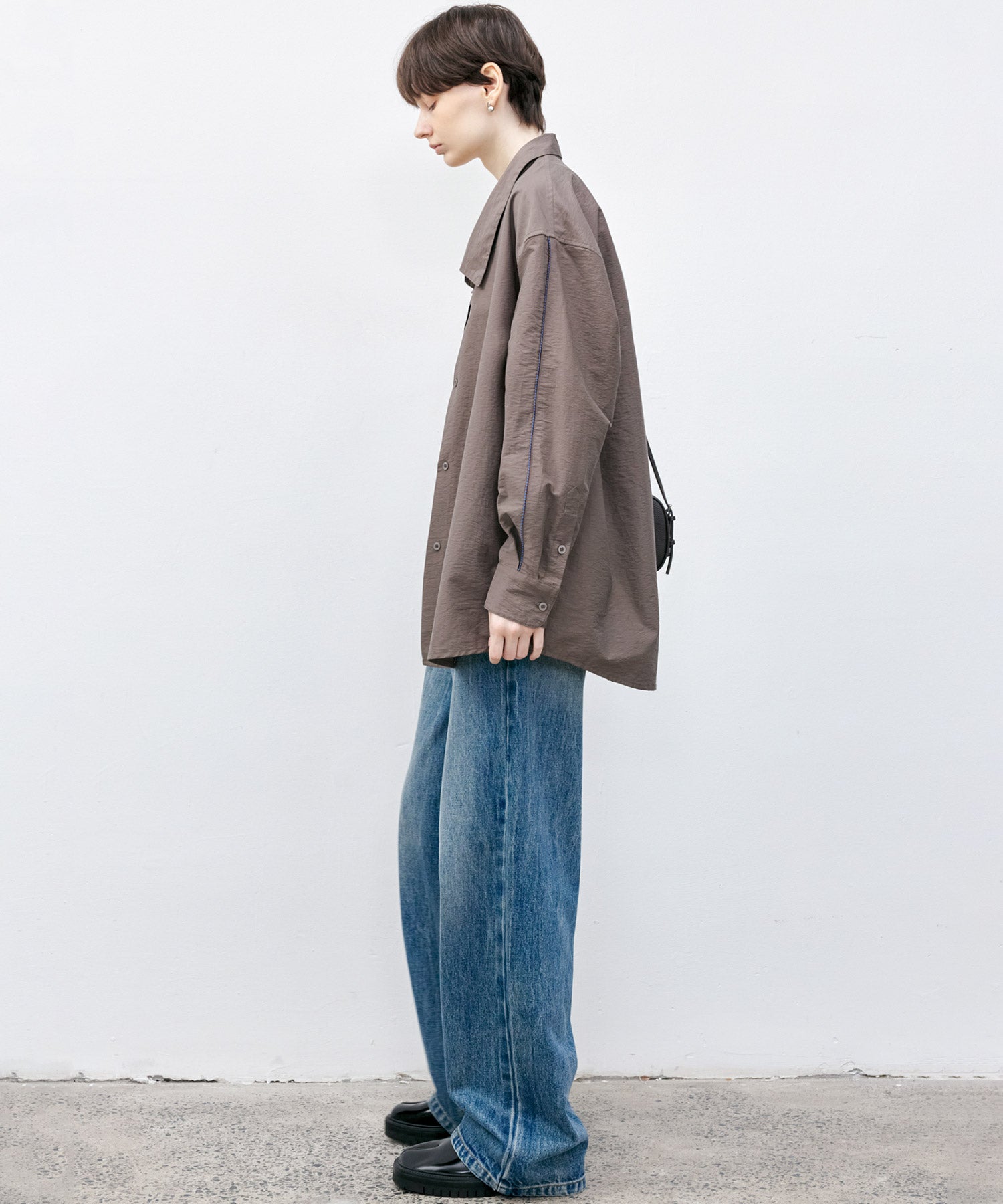 Big Collar Piping Stitch Oversized Shirt