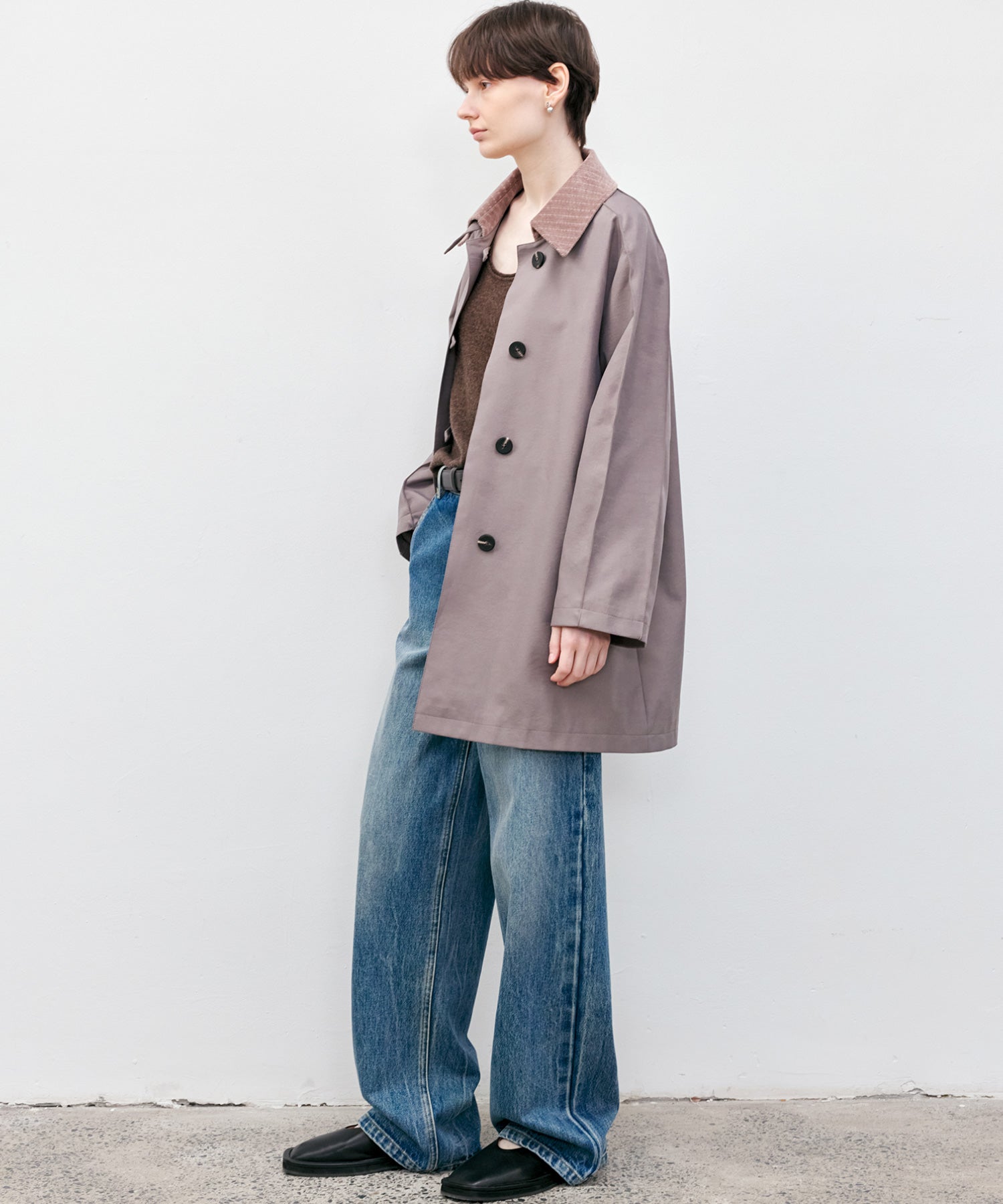 Oversized Corduroy Color-Block Long Coat