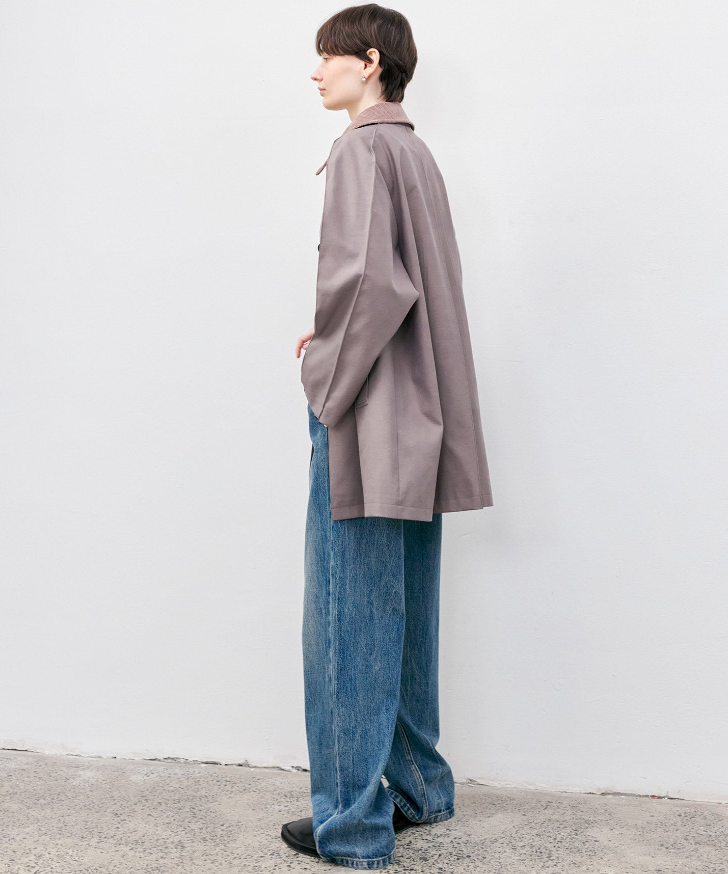 Oversized Corduroy Color-Block Long Coat
