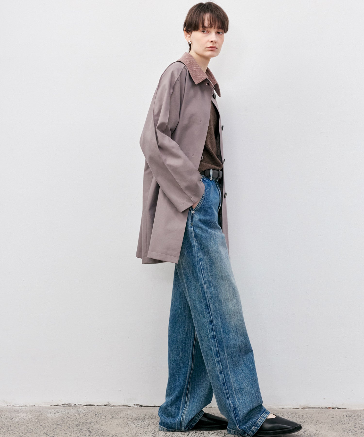 Oversized Corduroy Color-Block Long Coat