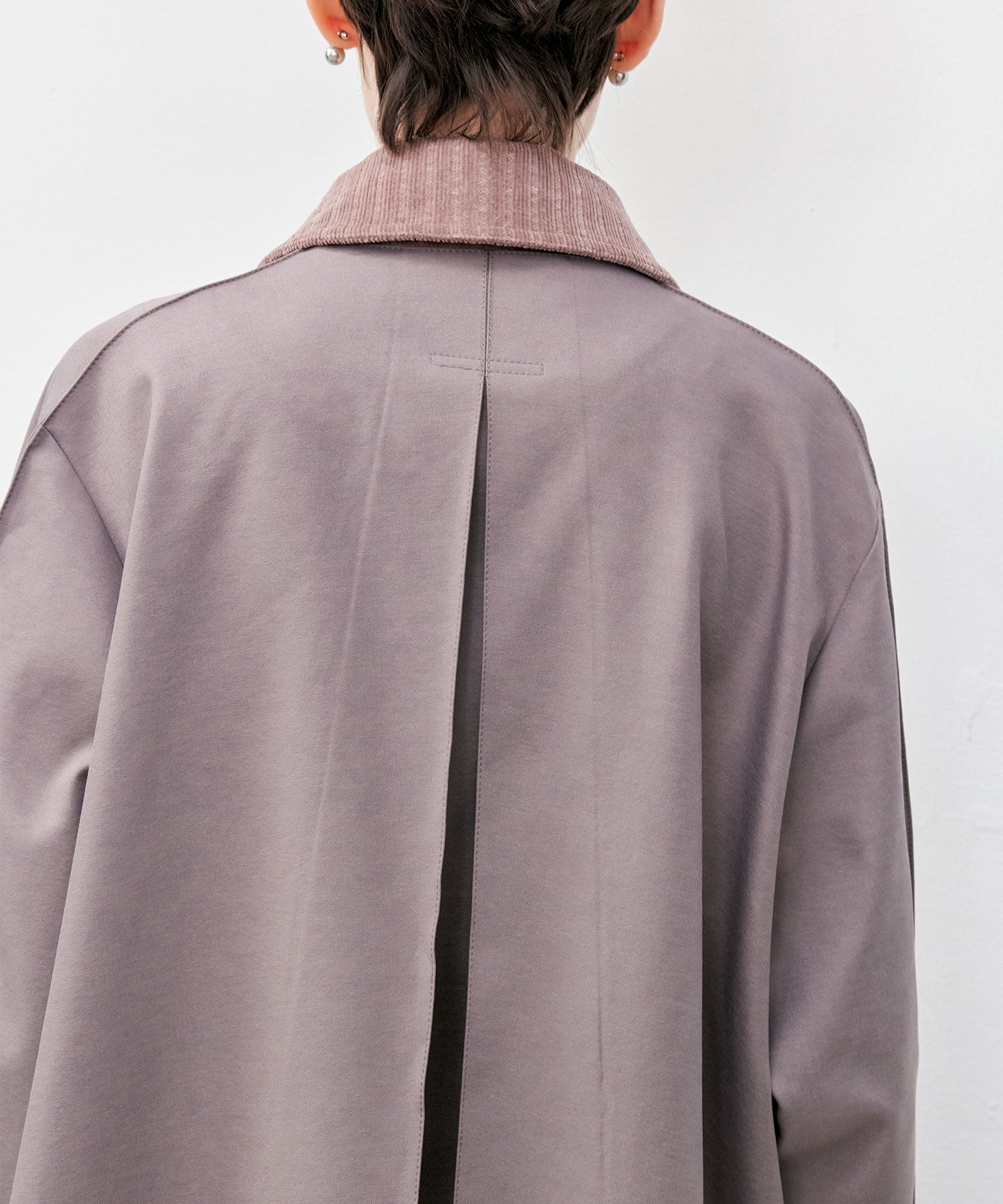 Oversized Corduroy Color-Block Long Coat