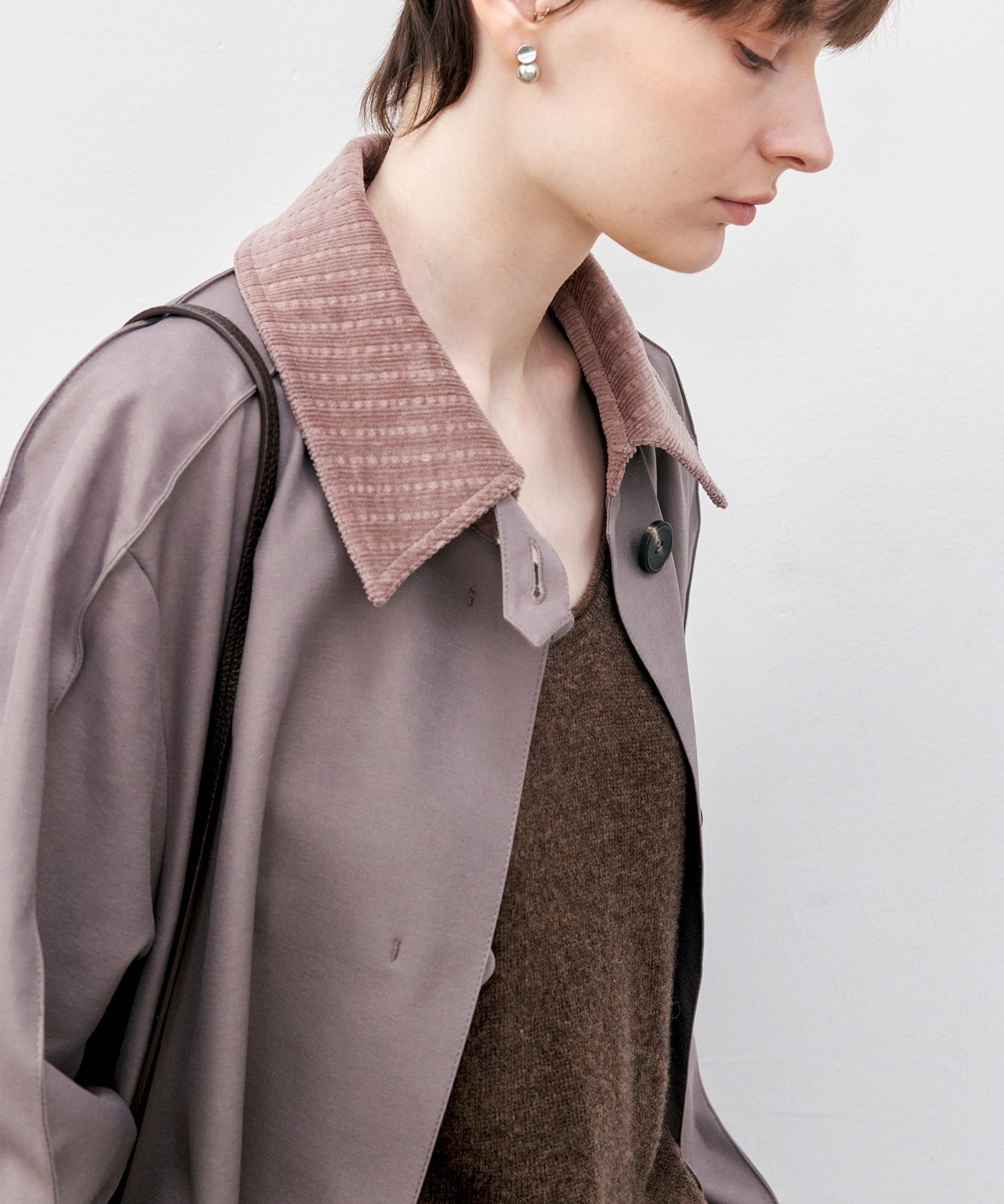 Oversized Corduroy Color-Block Long Coat