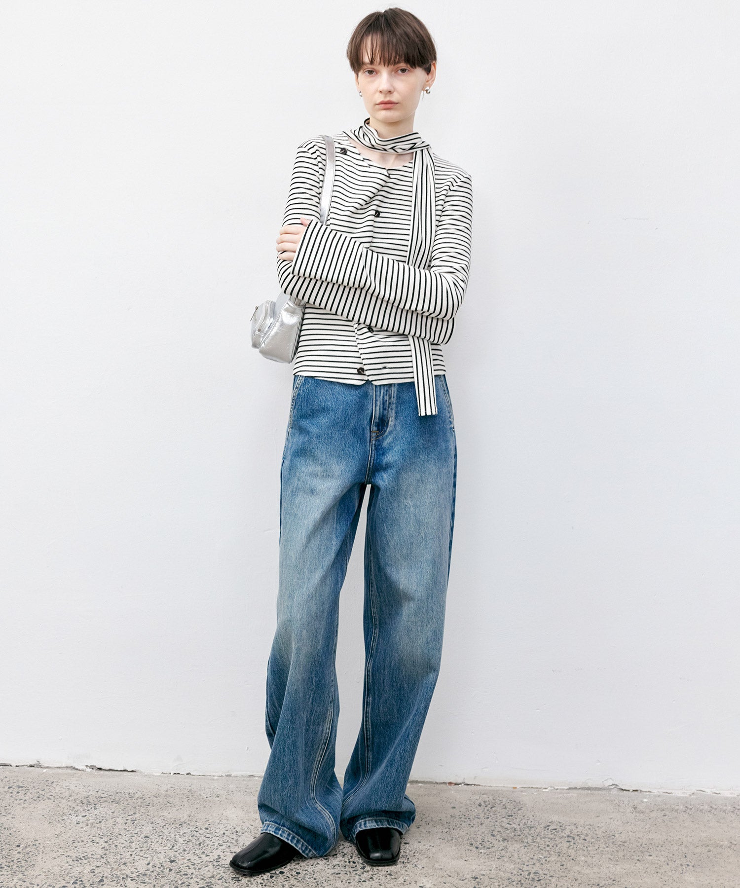 High-Rise Wide-Leg Naron Denim Pants
