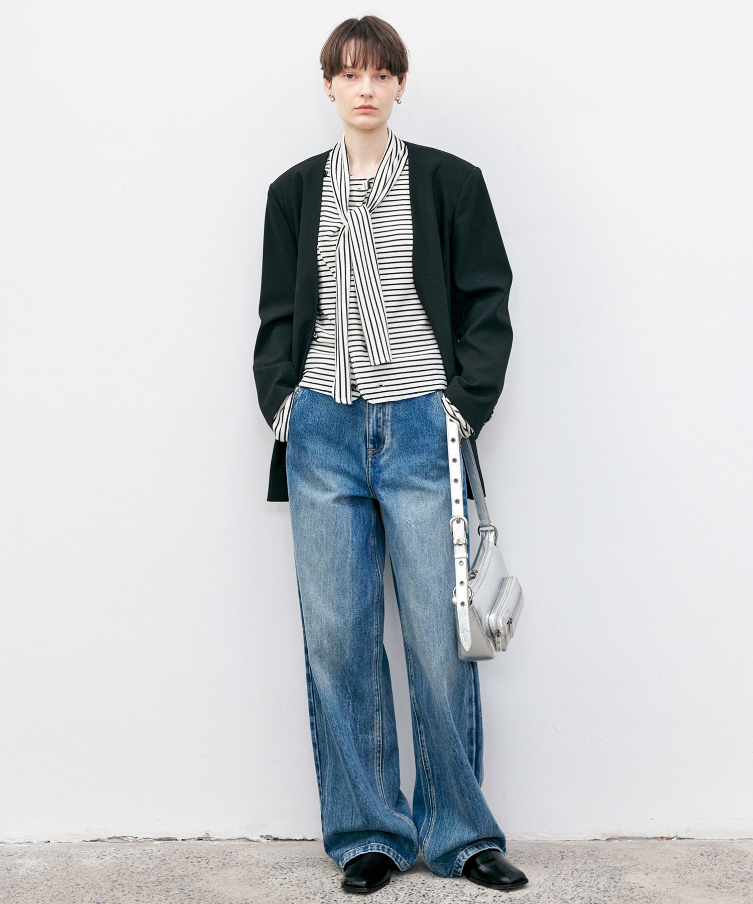 High-Rise Wide-Leg Naron Denim Pants