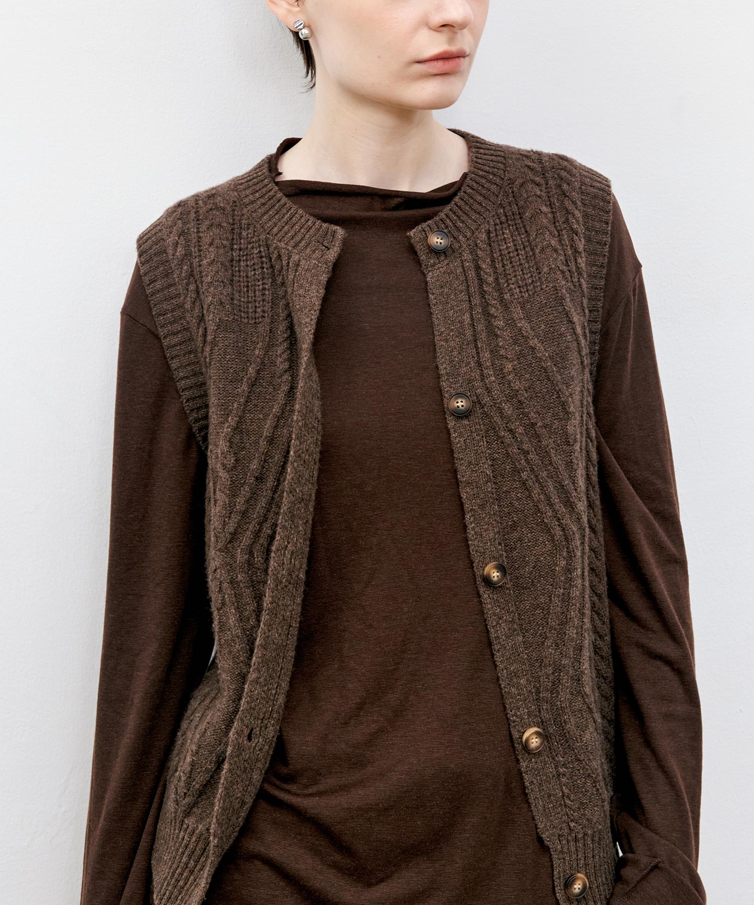 Wool Cable-Knit Vest