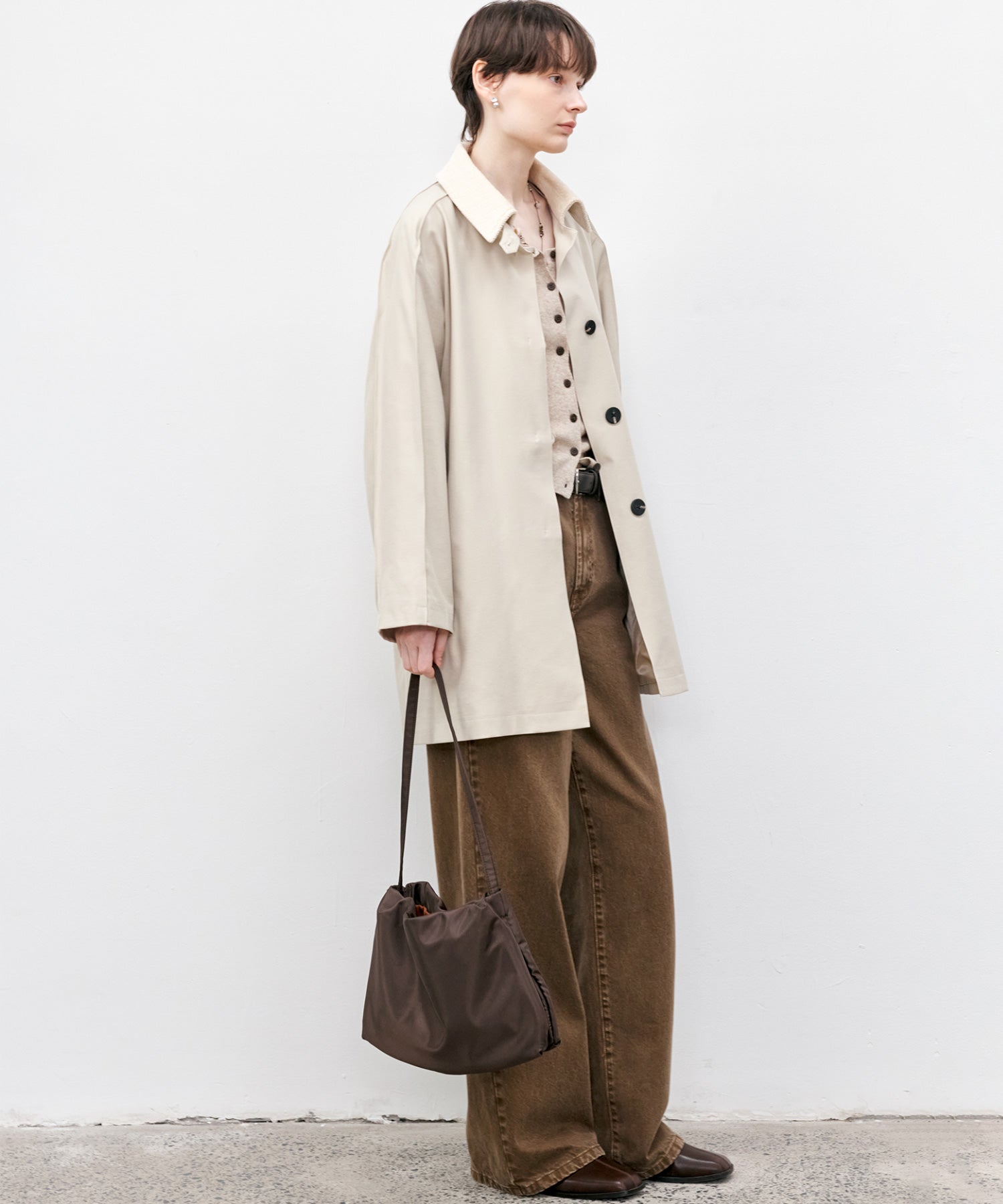 Oversized Corduroy Color-Block Long Coat