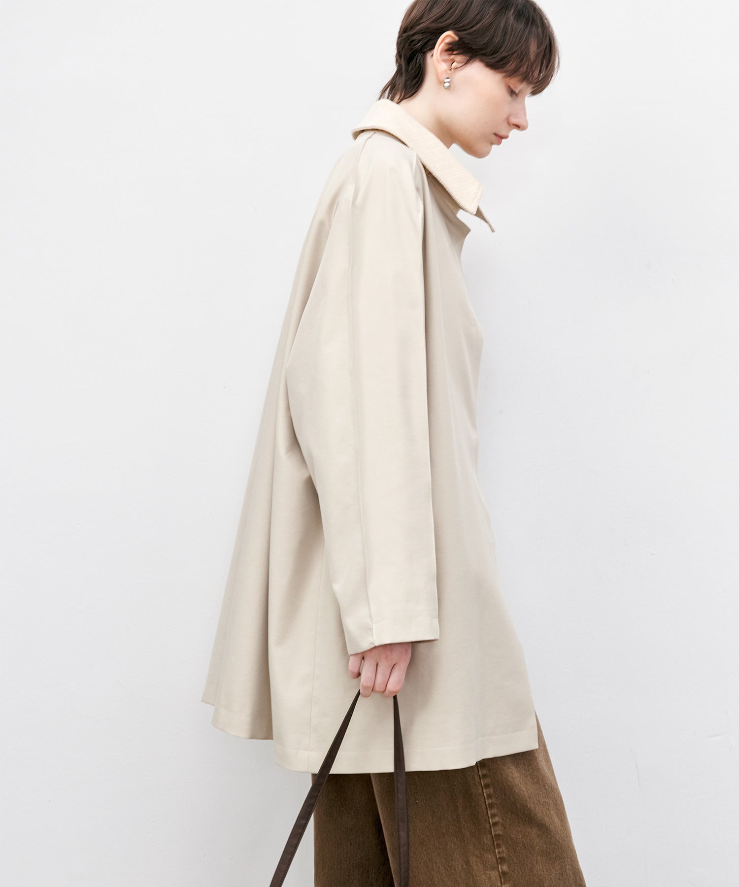 Oversized Corduroy Color-Block Long Coat