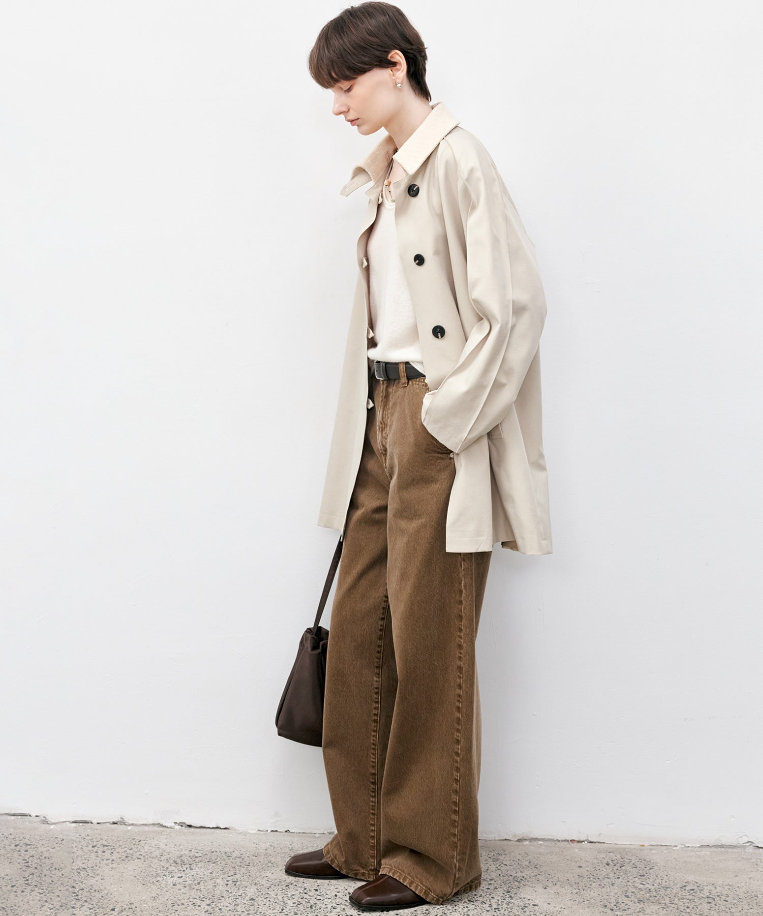 Oversized Corduroy Color-Block Long Coat