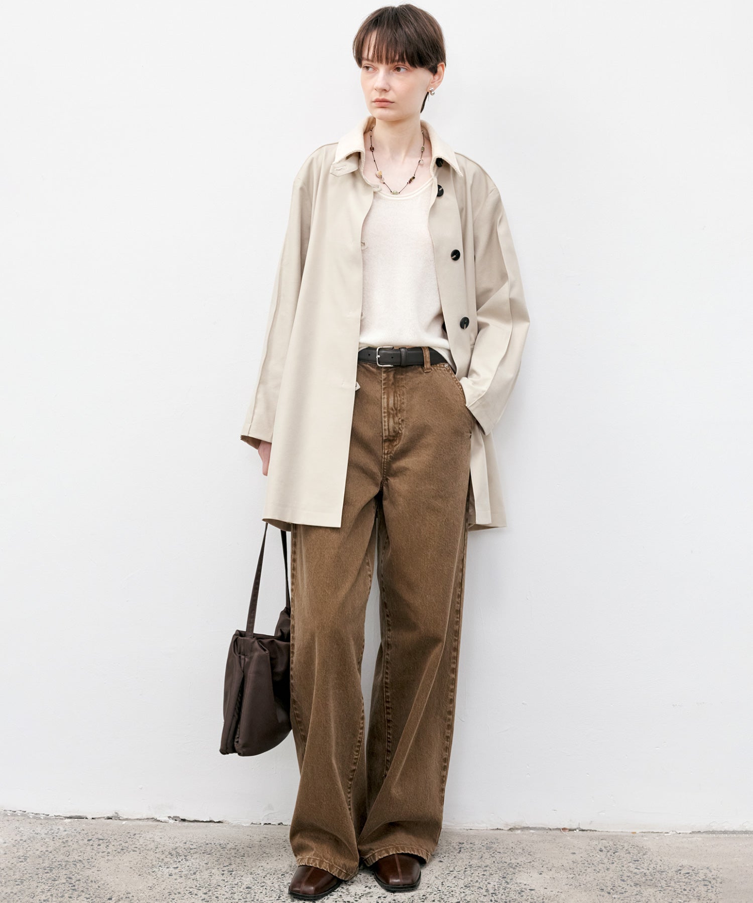 Oversized Corduroy Color-Block Long Coat