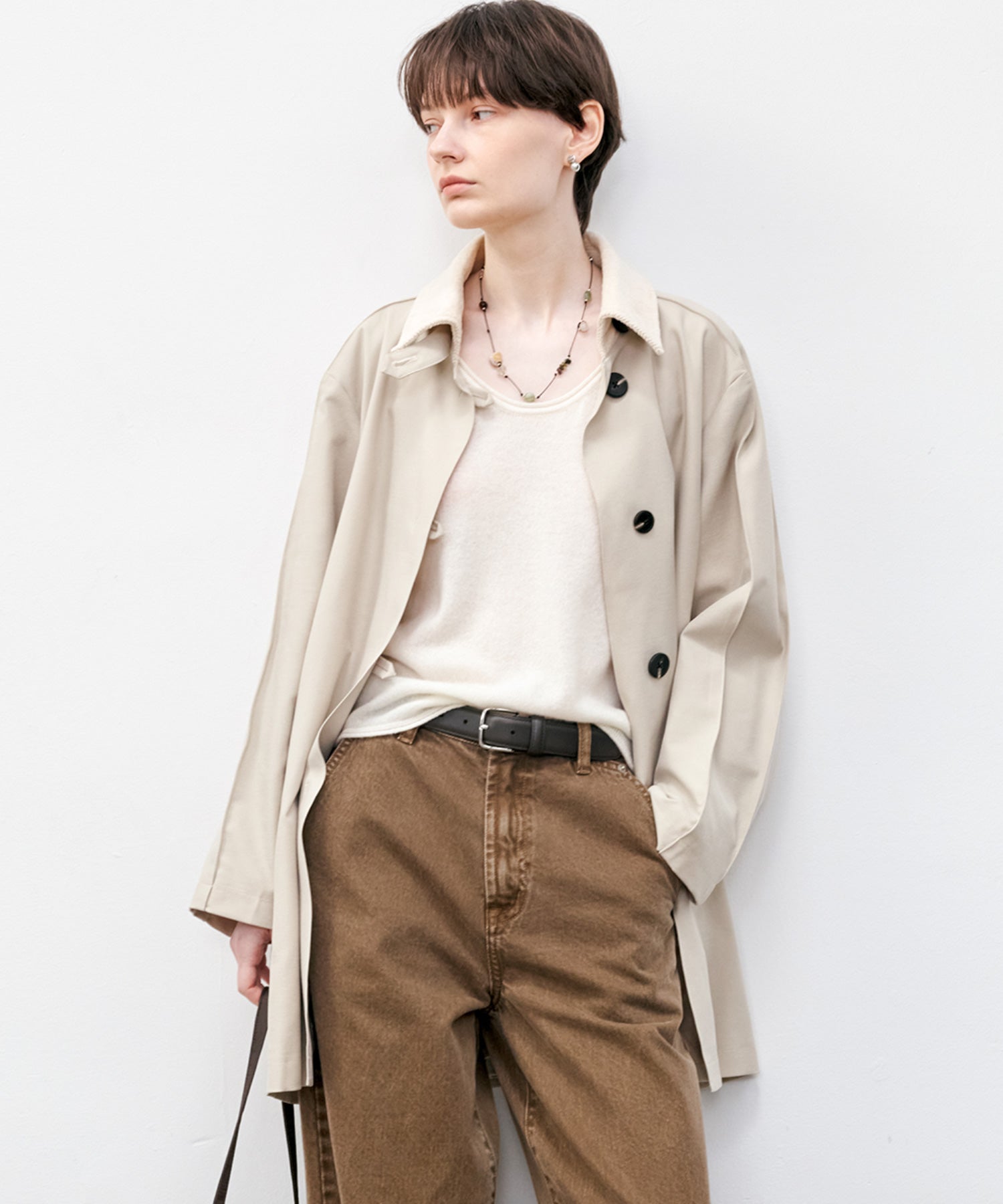 Oversized Corduroy Color-Block Long Coat
