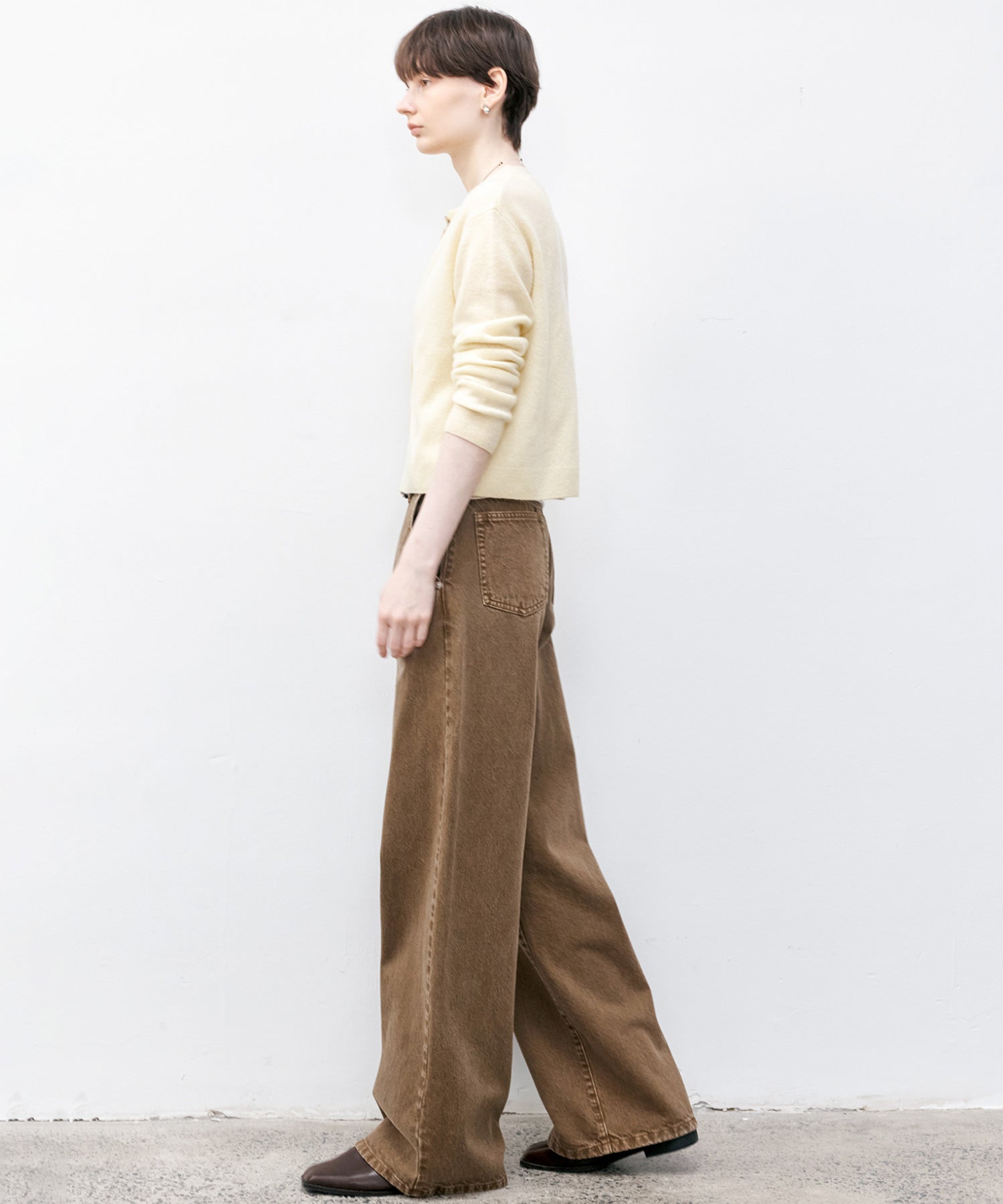 Basic Narrow Straight Brown Denim Pants